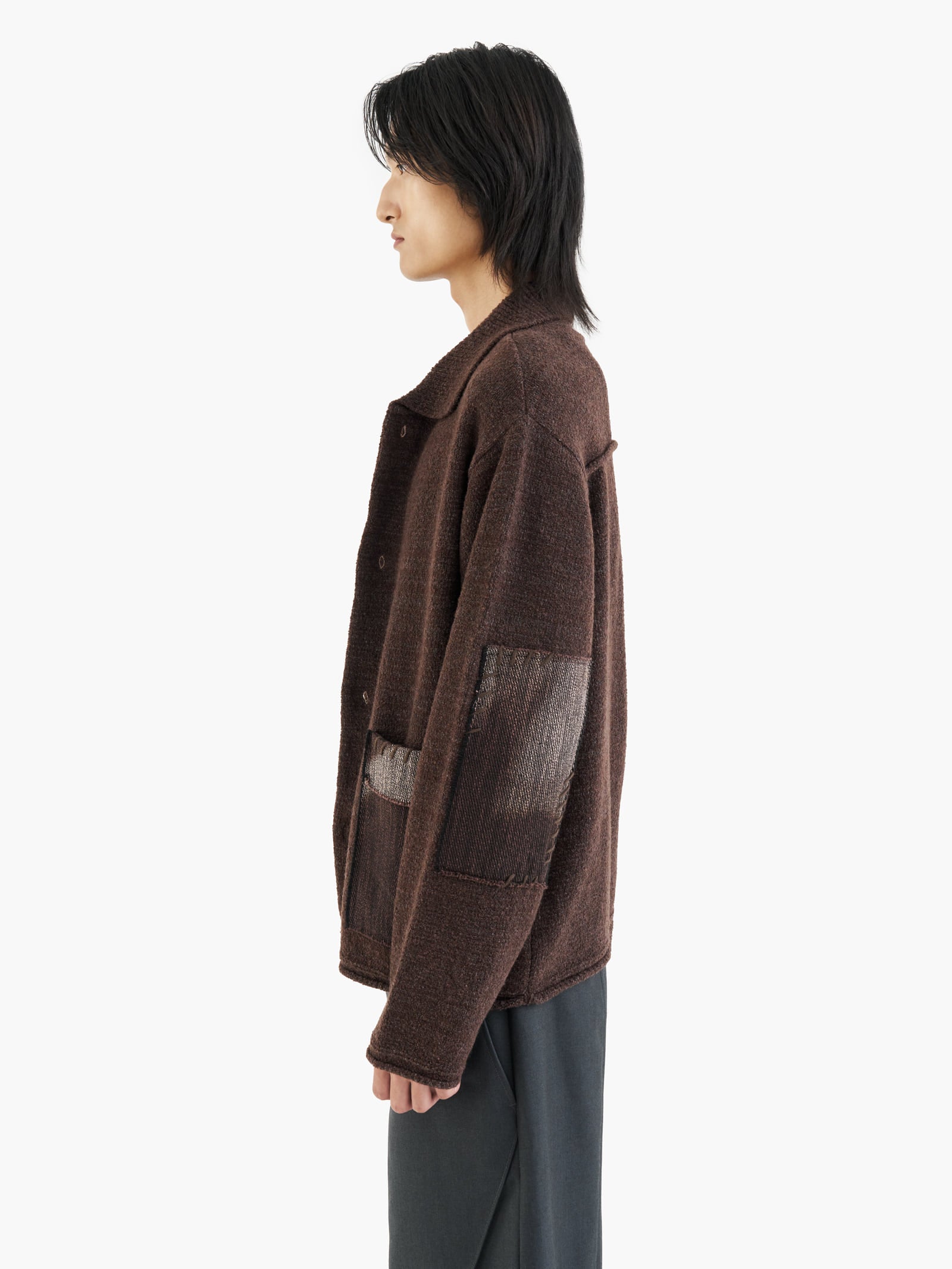 Jiyong Kim - Sun-Bleached Pocket Knit Cardigan (Brown) product image 3 | TRAB K-Fashion Australia