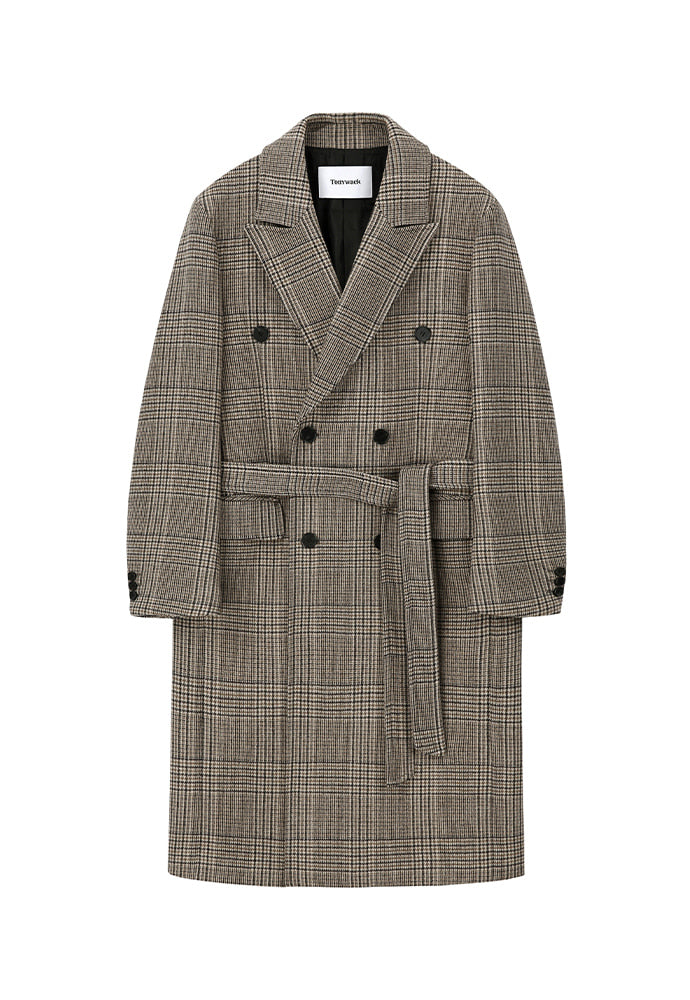 Tonywack - Crudo Cashmere Double Coat (Beige Prince Of Wales Check) product image 3 | TRAB K-Fashion Australia