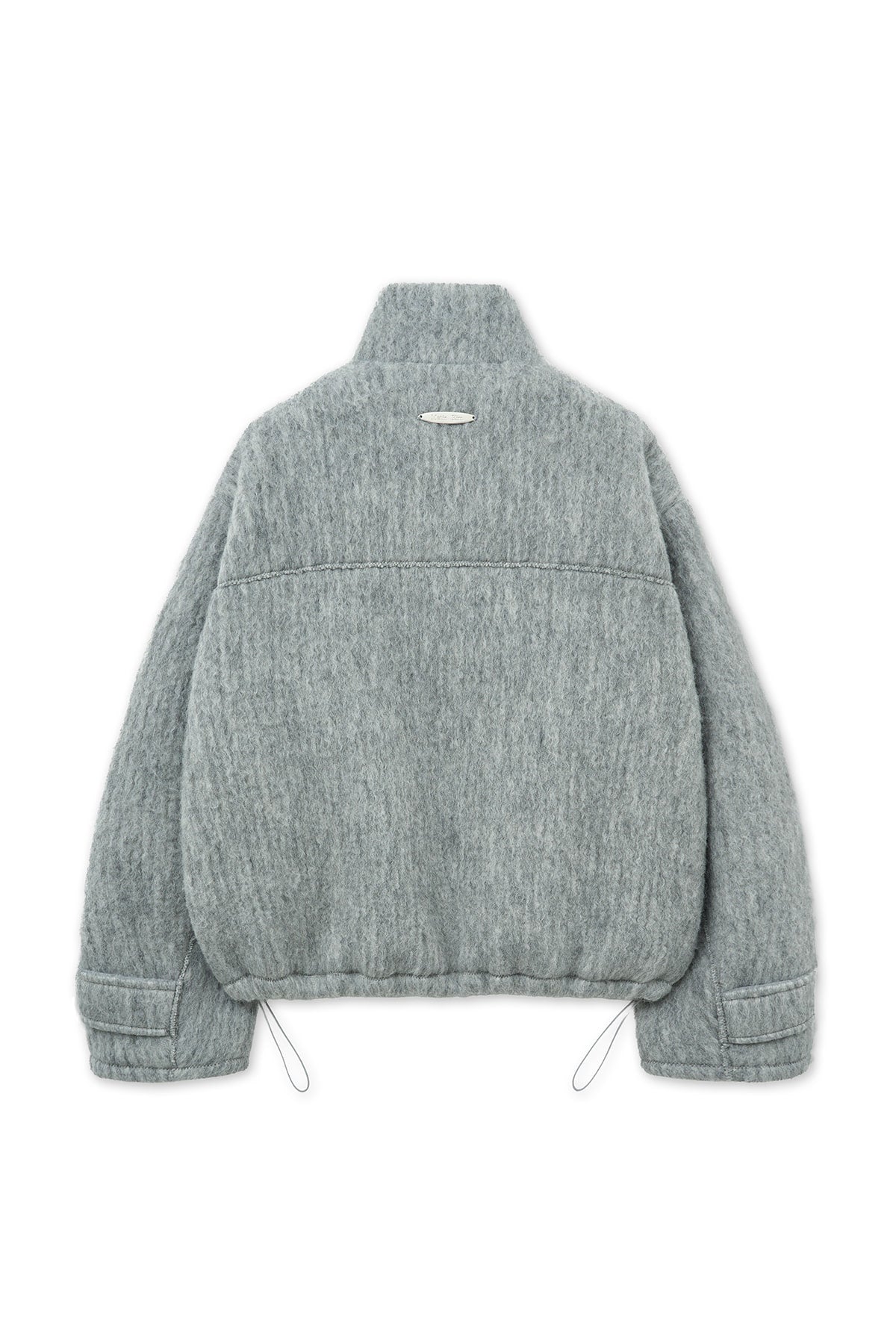 Matin Kim - Hairy High Neck Zip Up Jumper (Light Grey) product image 3 | TRAB K-Fashion Australia