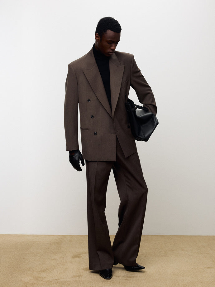 Tonywack - Melange Wool Wide-Leg Pleated Trousers (Hazelnut) product image 4 | TRAB K-Fashion Australia