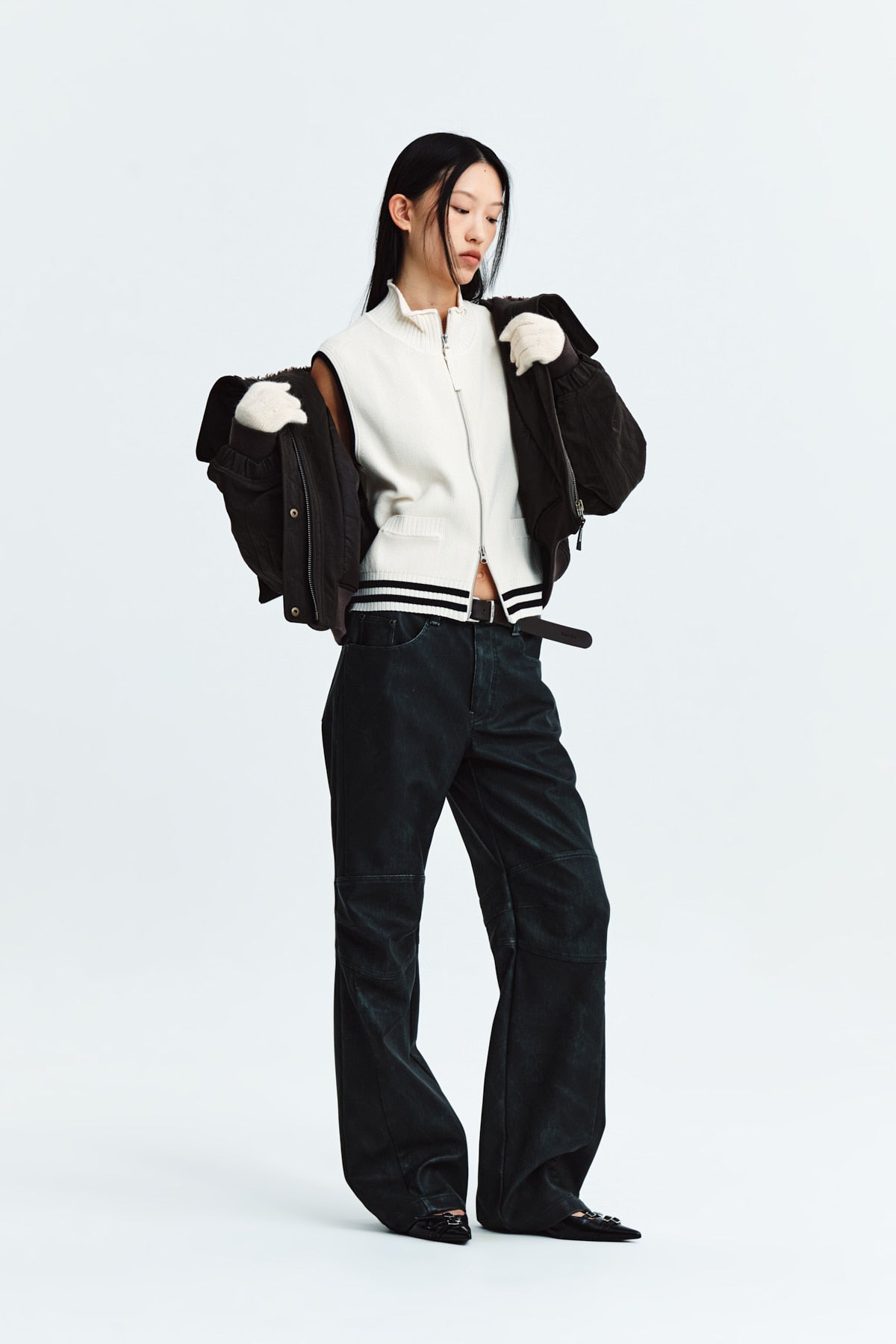 Matin Kim - Spell Point Stripe Knit Vest (Ivory) product image 10 | TRAB K-Fashion Australia