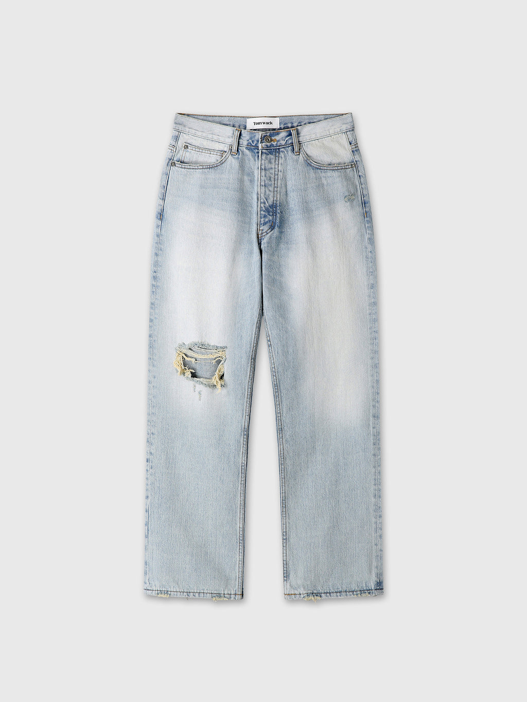 Tonywack - Distressed Loose Straight Denim Jeans (Light Blue) product image 8 | TRAB K-Fashion Australia