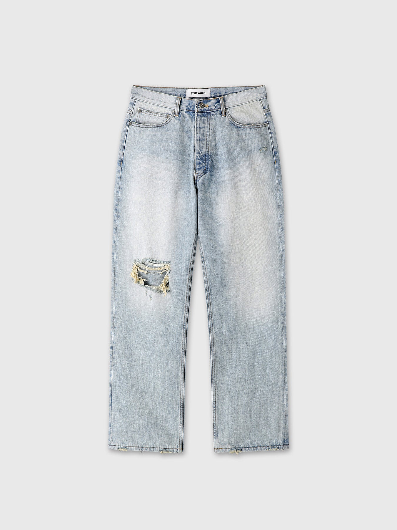 Tonywack - Distressed Loose Straight Denim Jeans (Light Blue) product image 8 | TRAB K-Fashion Australia