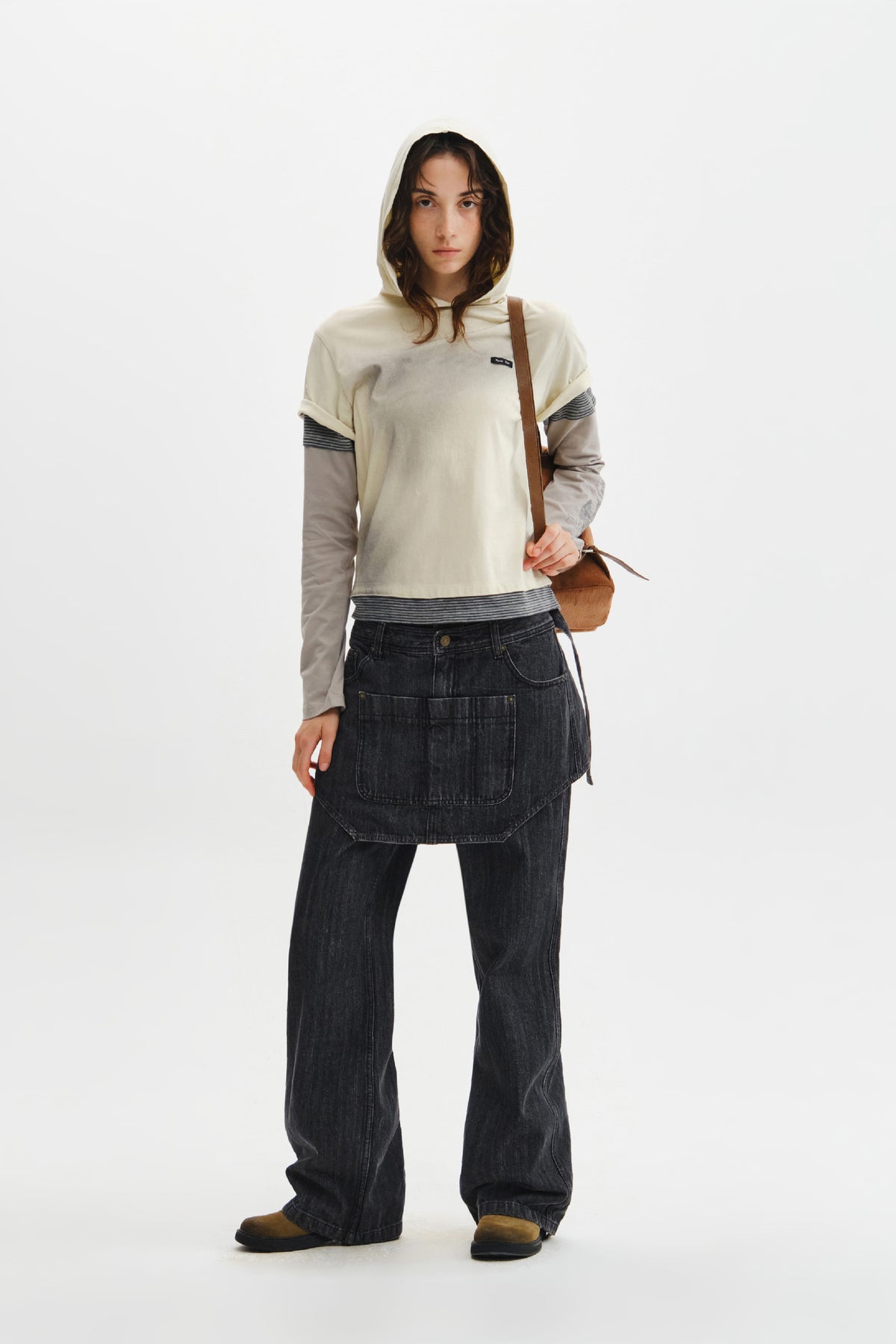 Matin Kim - Apron Layered Denim Pants (Black) product image 11 | TRAB K-Fashion Australia
