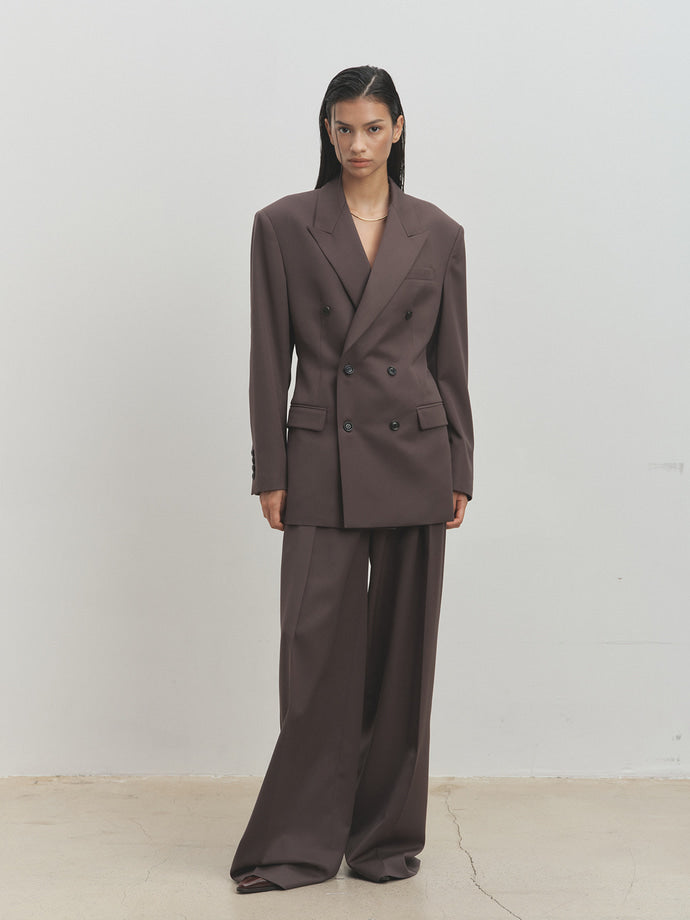 Tonywack - Wool Wide-Leg Pleated Trousers (Khaki Dark Brown) product image 6 | TRAB K-Fashion Australia