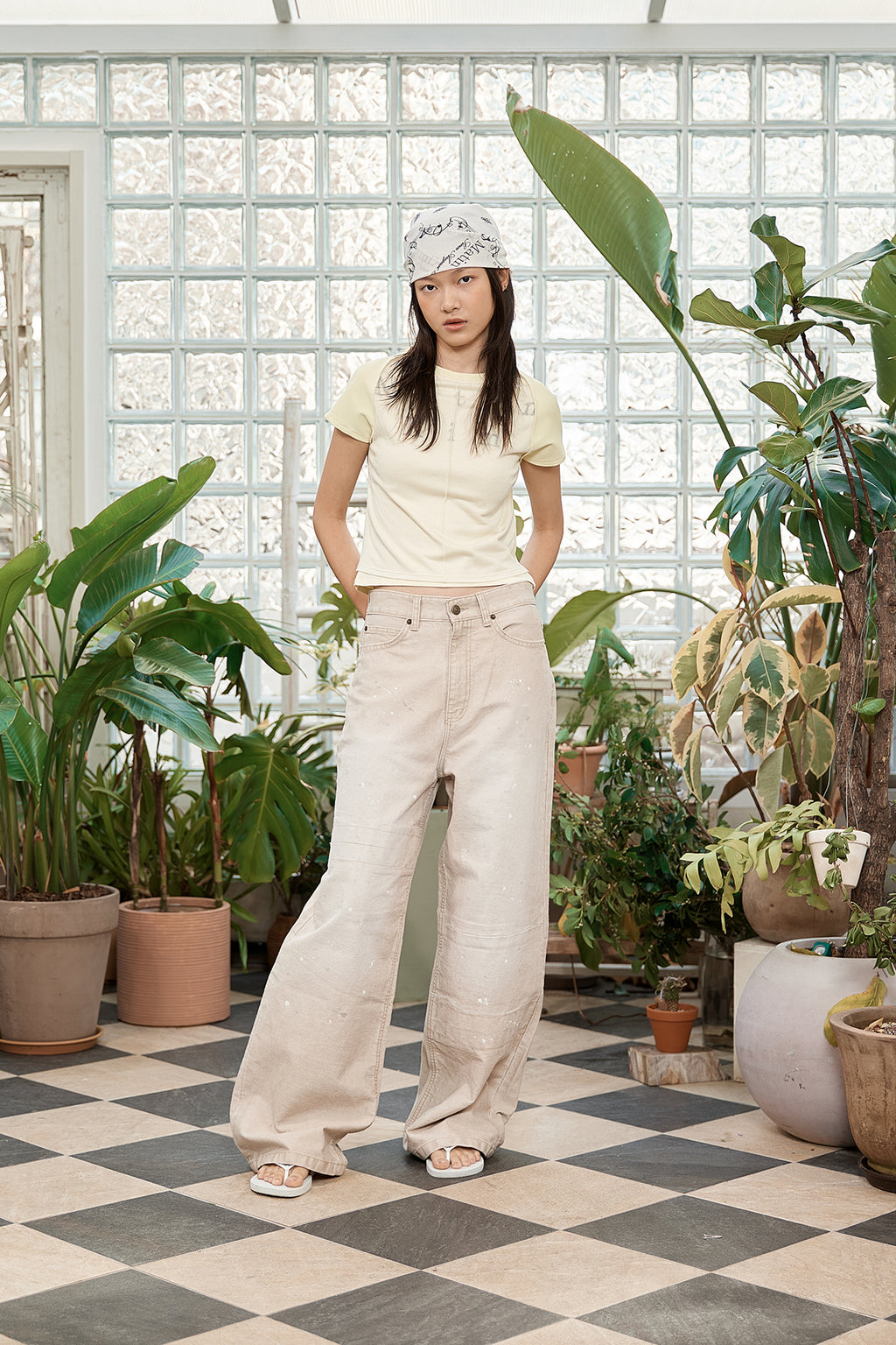 Matin Kim - Pintuck Layered Slim Crop Top (Light Yellow) product image 9 | TRAB K-Fashion Australia