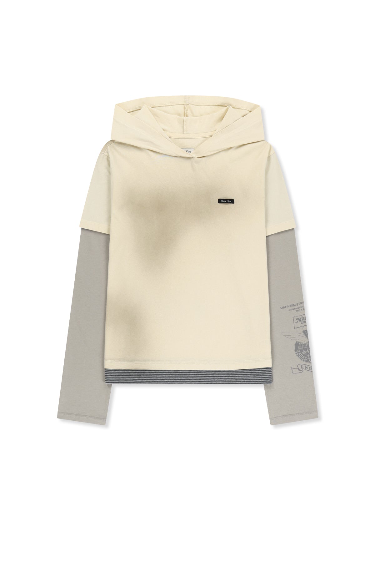 Matin Kim - Dust Washed Layered Hood Top (Butter) product image 1 | TRAB K-Fashion Australia