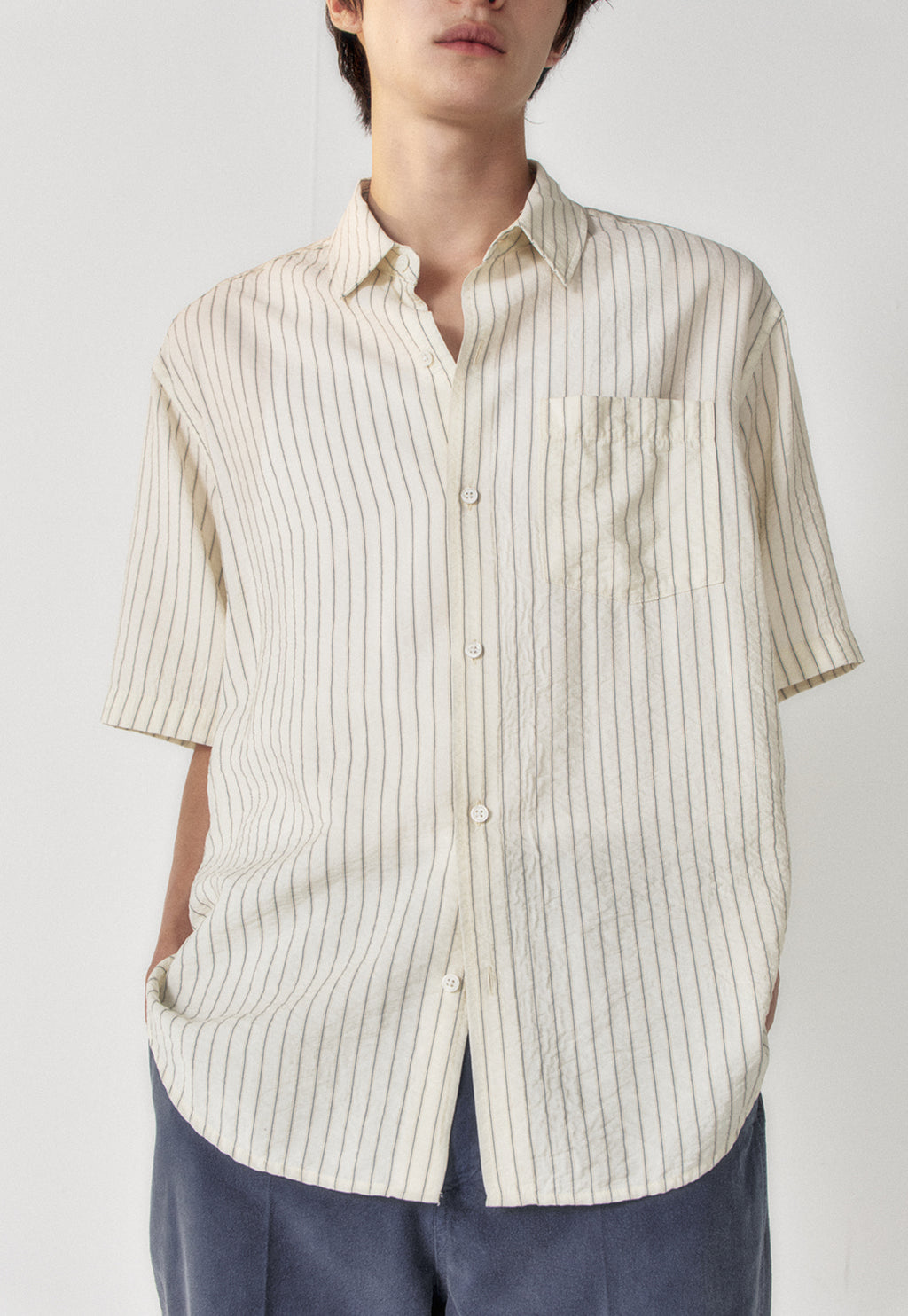 Art if acts - Wrinkle Rayon Half Shirt (Cream/Charcoal) product image 2 | TRAB K-Fashion Australia