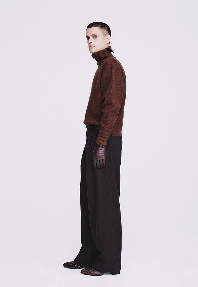 Tonywack - Hard Twist Wool Slit Turtleneck Knit (Brown) product image 2 | TRAB K-Fashion Australia