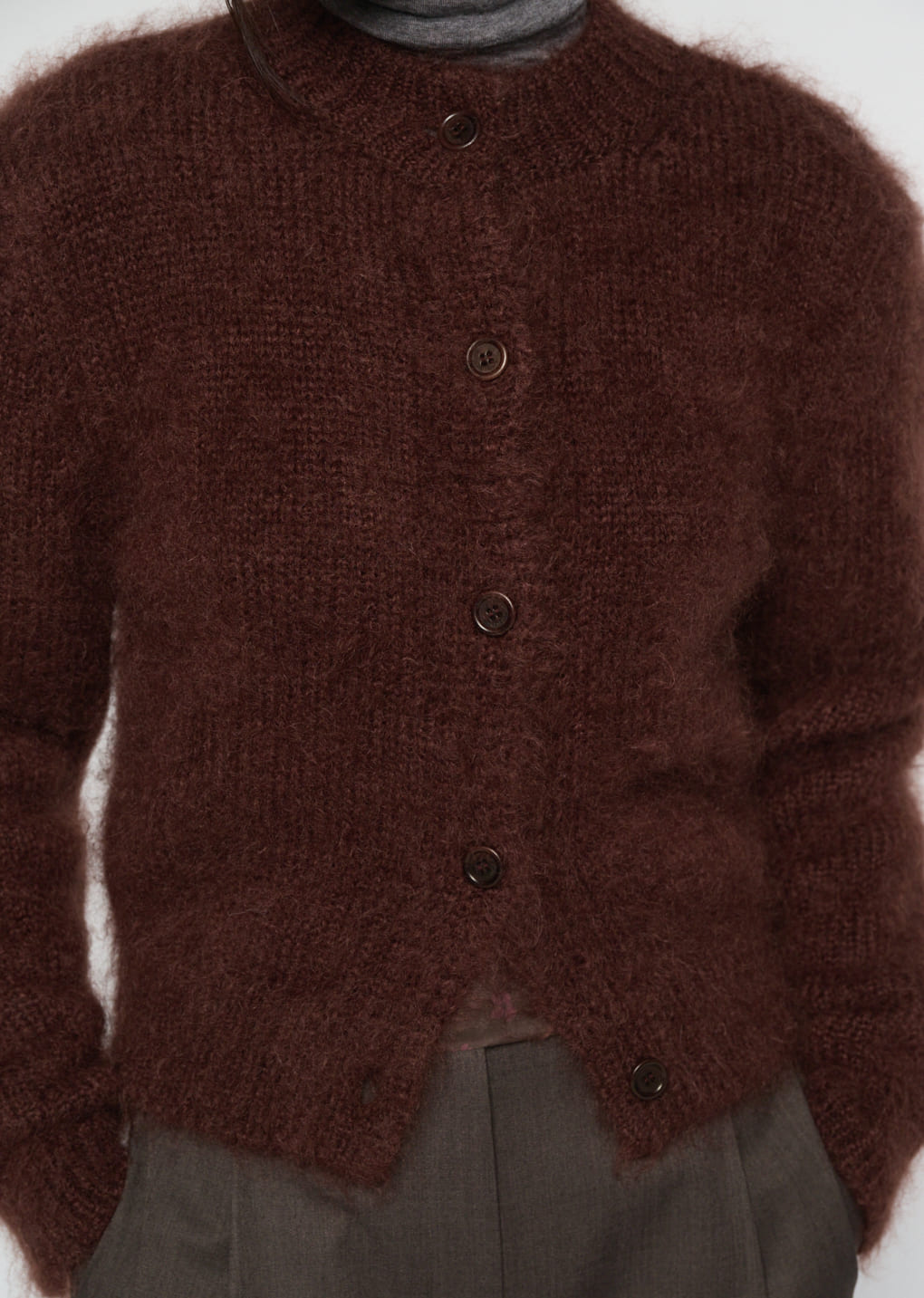 Amomento - mohair bulky cardigan (Brown) product image 7 | TRAB K-Fashion Australia