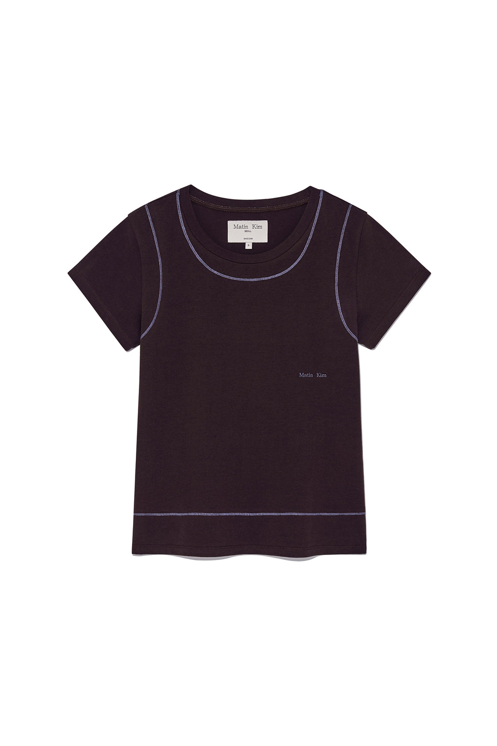 Matin Kim - Stitch Point Small Logo Top (Brown) product image 1 | TRAB K-Fashion Australia