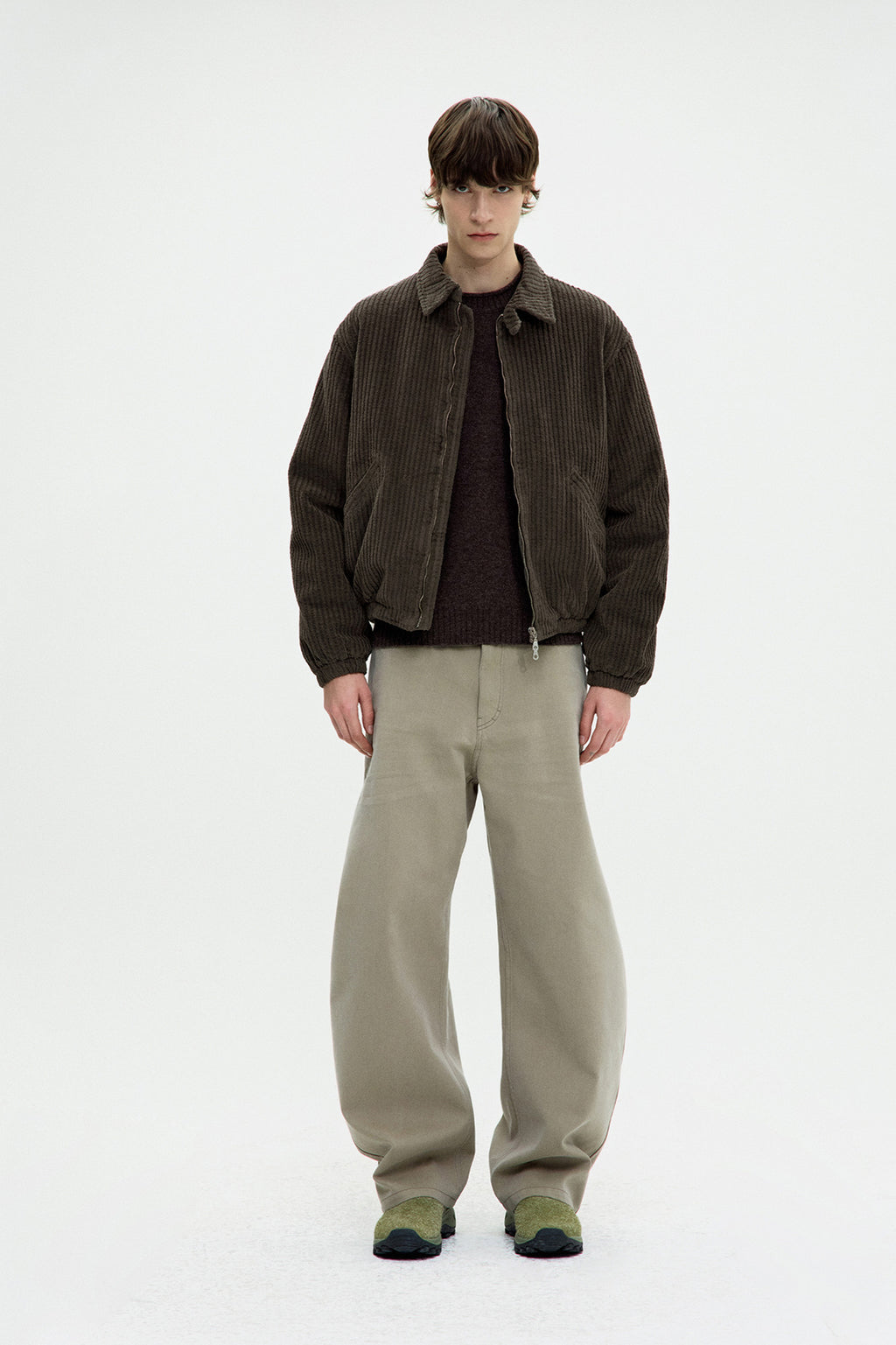 Coor - Corduroy Dyed Swingtop Quilted Bomber (Grayish Khaki) product image 2 | TRAB K-Fashion Australia