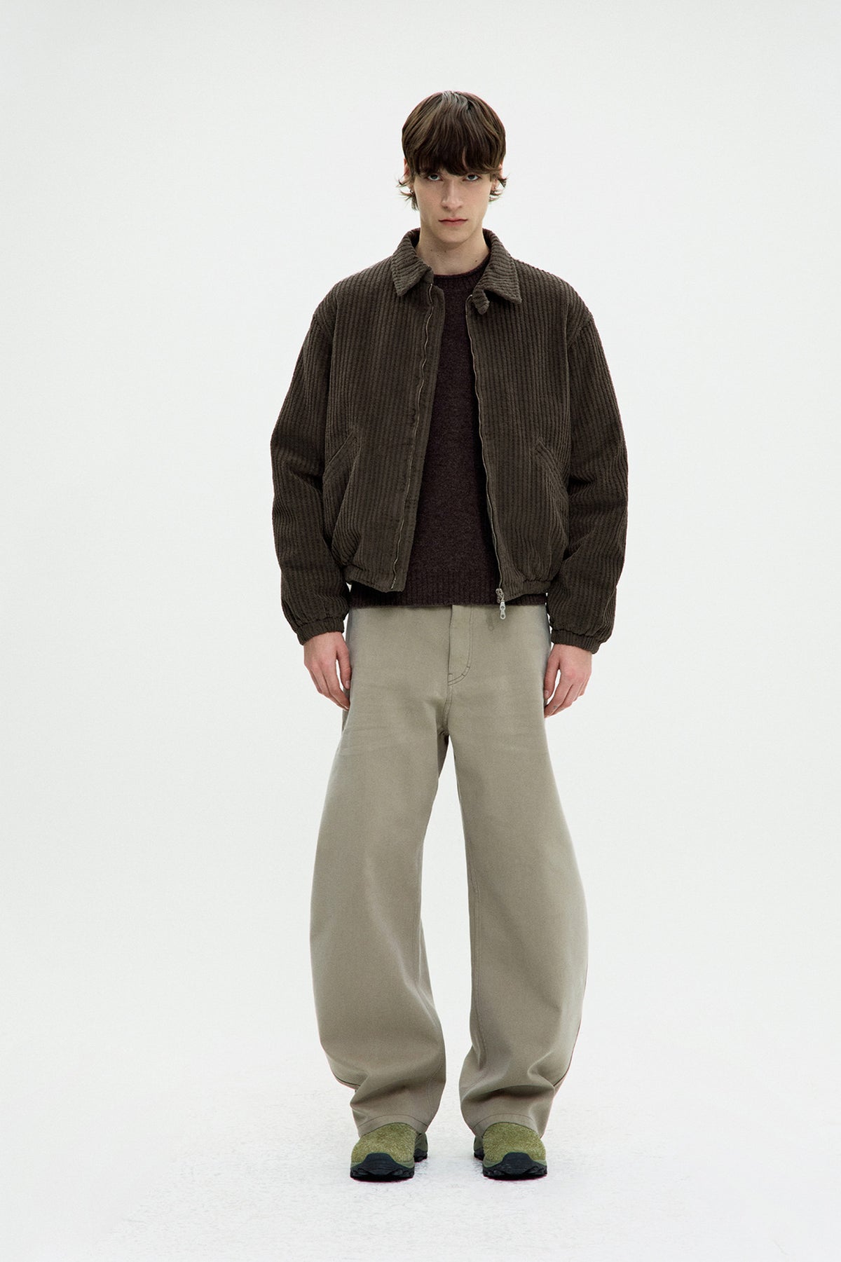 Coor - Corduroy Dyed Swingtop Quilted Bomber (Grayish Khaki) product image 2 | TRAB K-Fashion Australia