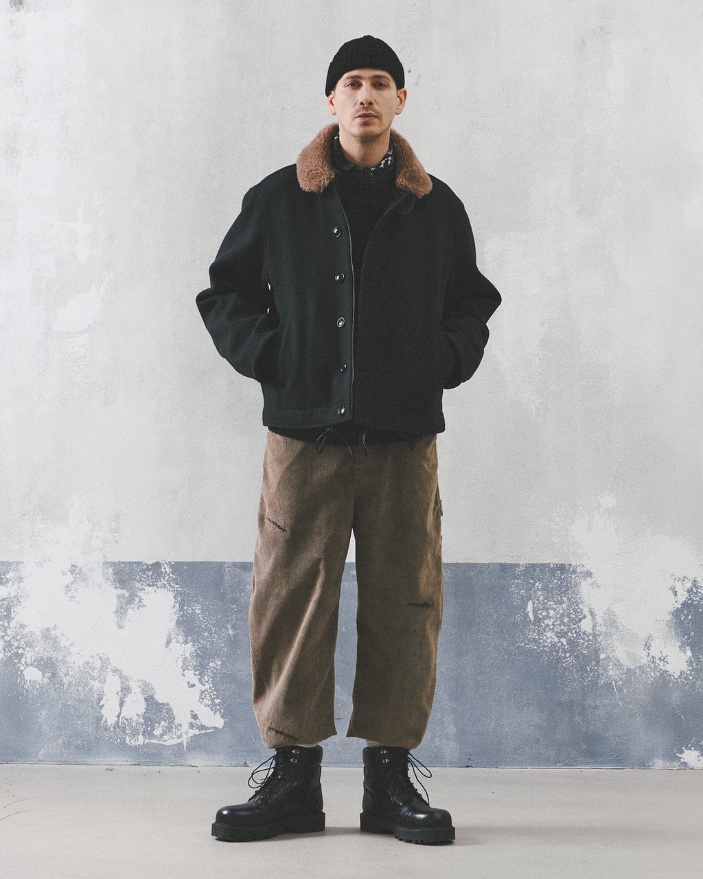Eastlogue - N-1 Deck Jumper (Charcoal Melton Wool) product image 6 | TRAB K-Fashion Australia