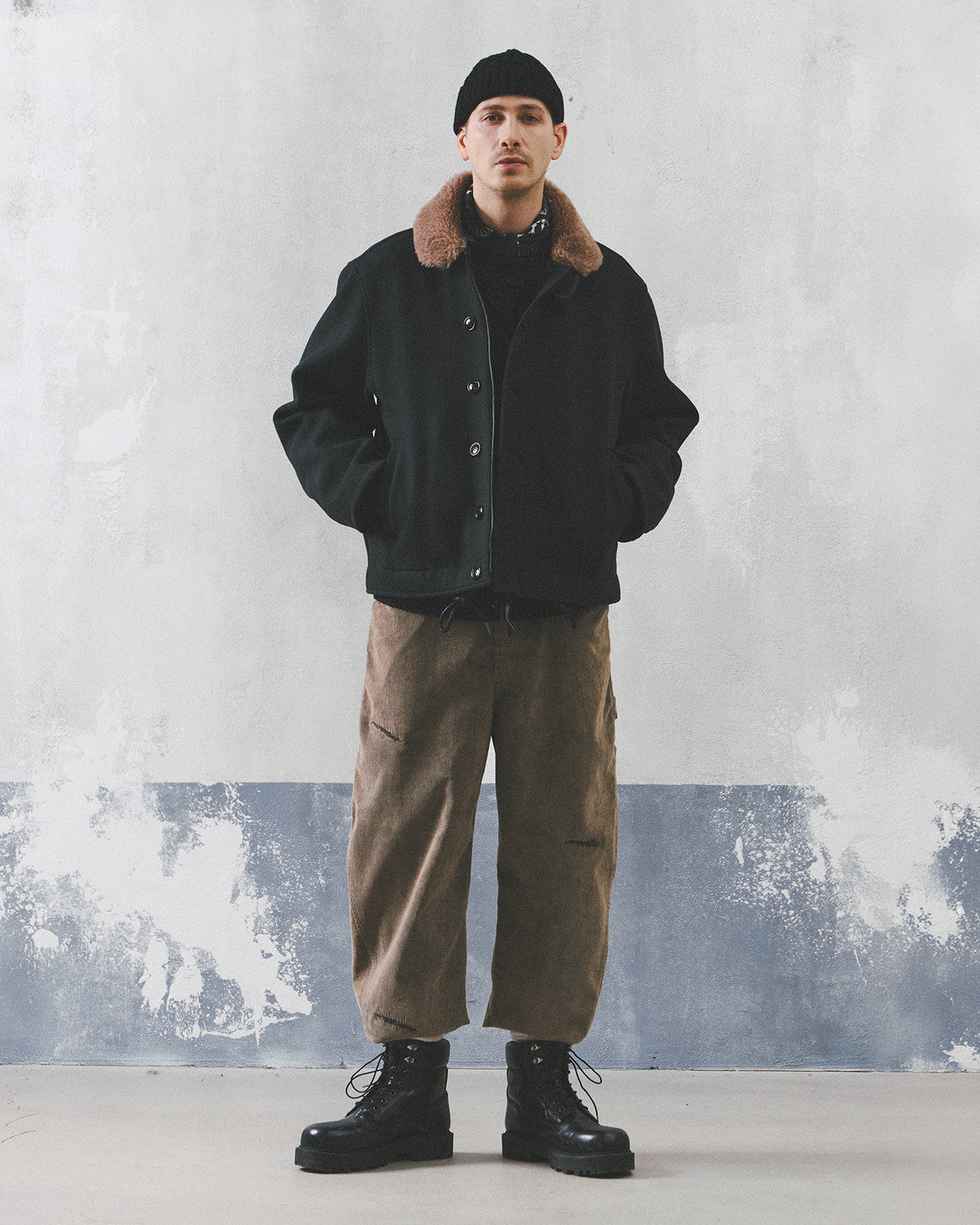 Eastlogue - N-1 Deck Jumper (Charcoal Melton Wool) product image 6 | TRAB K-Fashion Australia