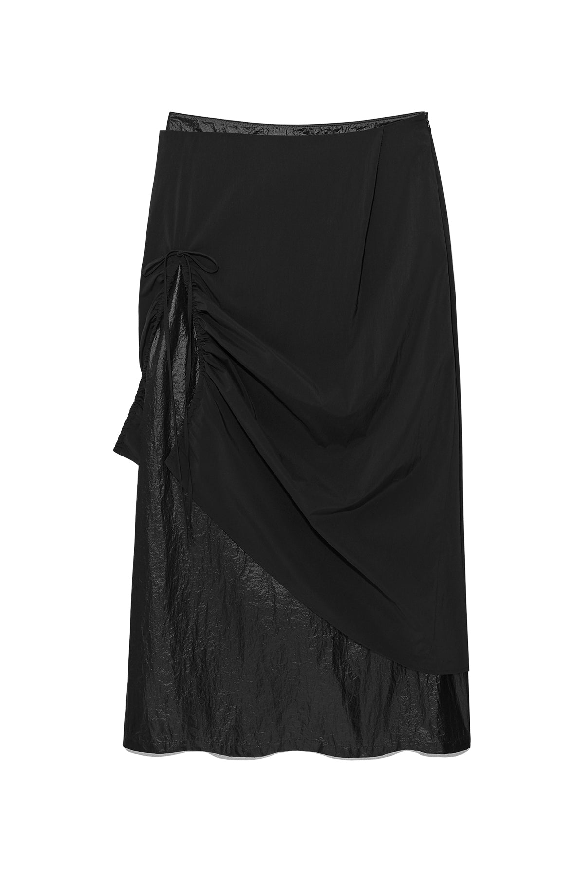 Matin Kim - Shirring Layered Maxi Skirt (Black) product image 1 | TRAB K-Fashion Australia