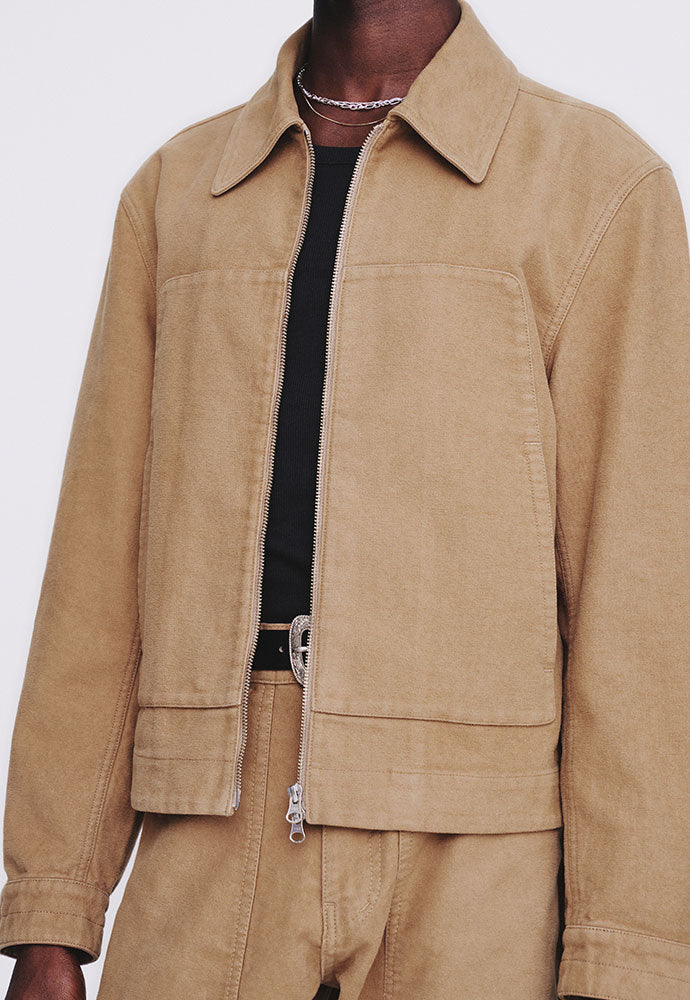 Tonywack - Garment-Washed Moleskin Zip Blouson Jacket (Washed Beige) product image 5 | TRAB K-Fashion Australia