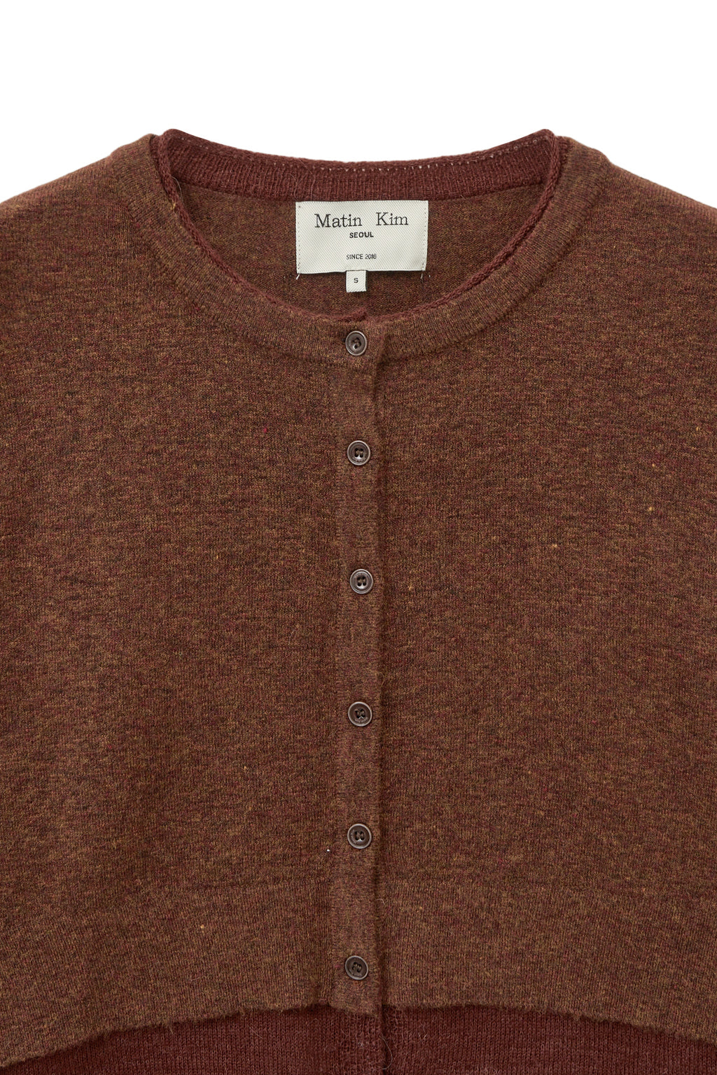 Matin Kim - Layered Texture Knit Cardigan (Brown) product image 3 | TRAB K-Fashion Australia
