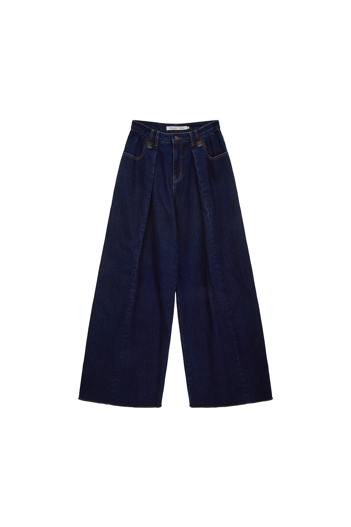 Matin Kim - Tuck Point Wide Denim Pants (Navy) product image 1 | TRAB K-Fashion Australia