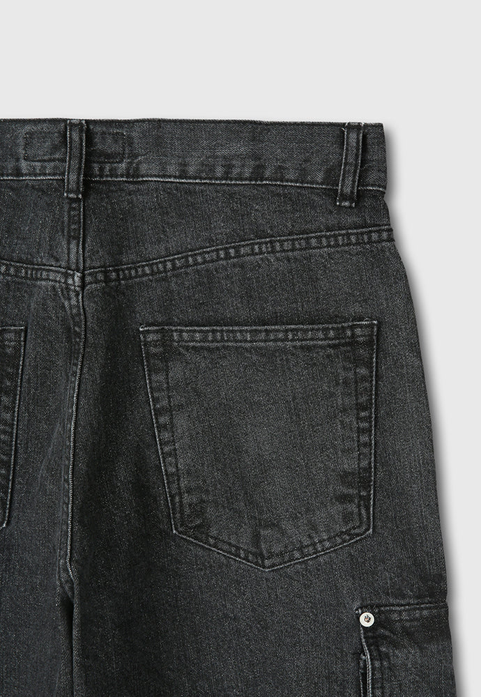 Tonywack - Relaxed Cut Denim Cargo Jeans (Faded Black) product image 12 | TRAB K-Fashion Australia