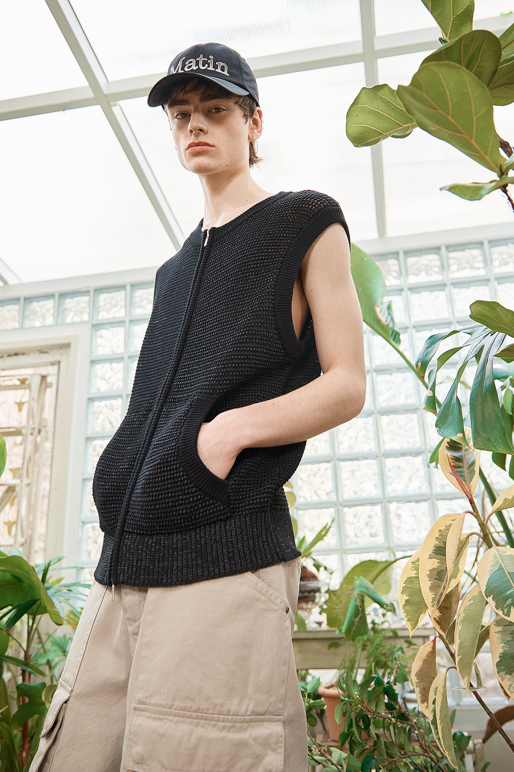 Matin Kim - Two Tone Mesh Knit Vest (Black) product image 11 | TRAB K-Fashion Australia