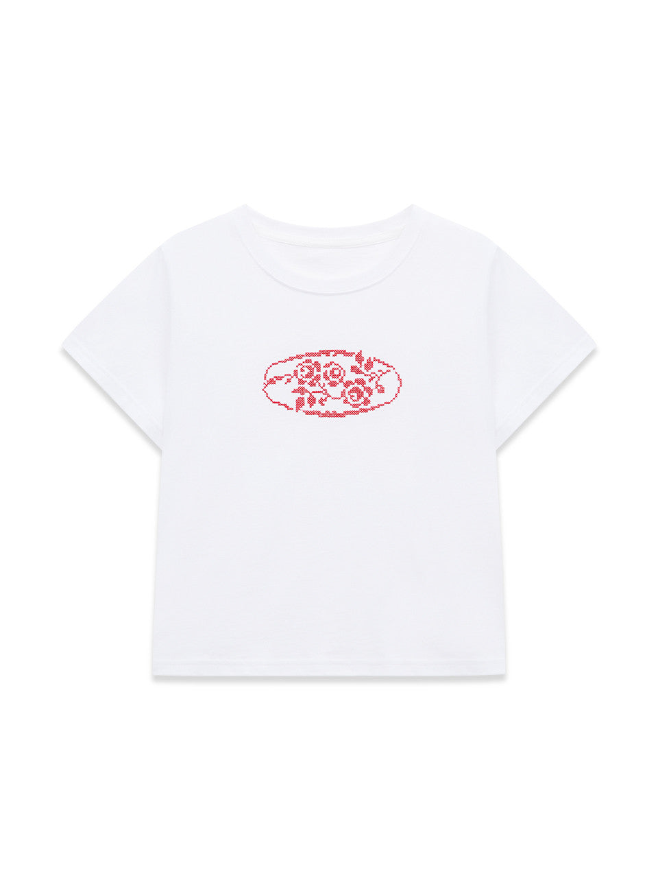 Margarin Fingers - Rose Cross Stitch T-Shirt (White) product image 2 | TRAB K-Fashion Australia