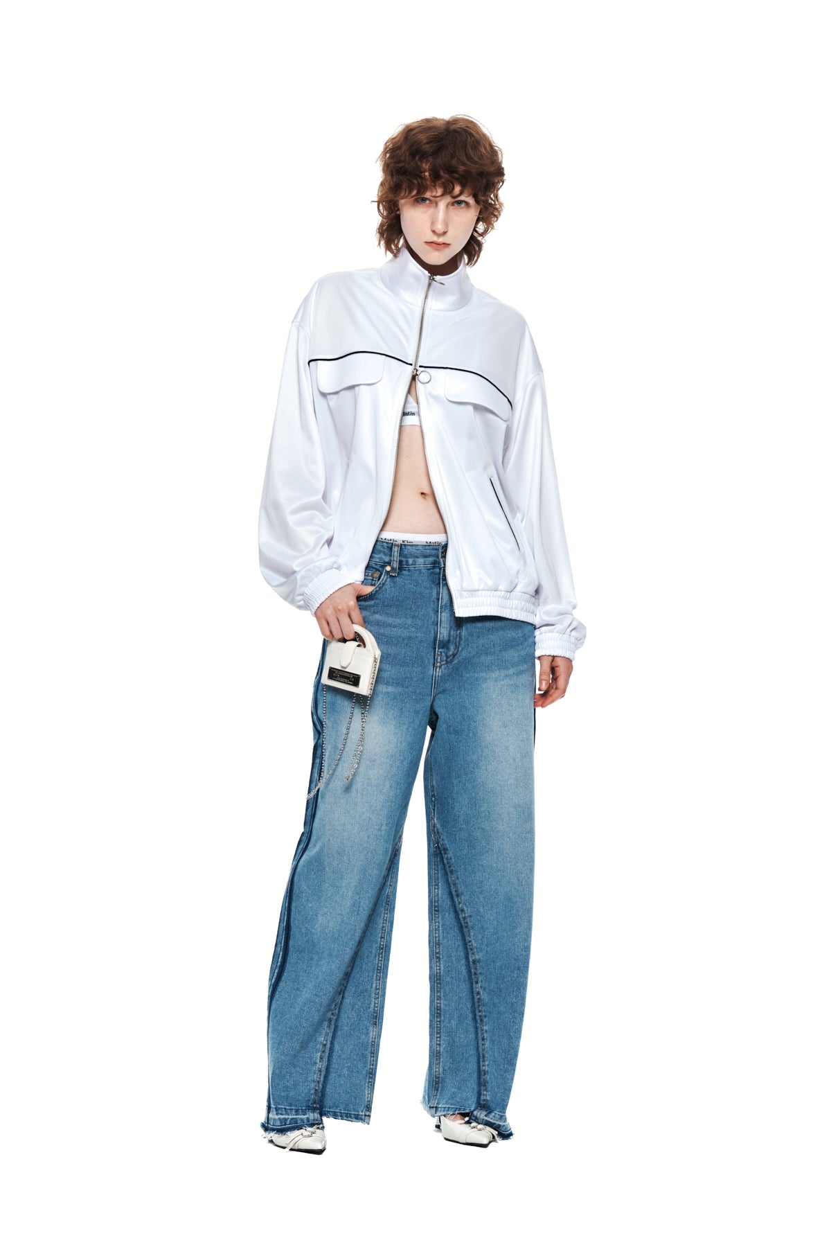 Matin Kim - Back Logo Point Track Jumper (White) product image 9 | TRAB K-Fashion Australia