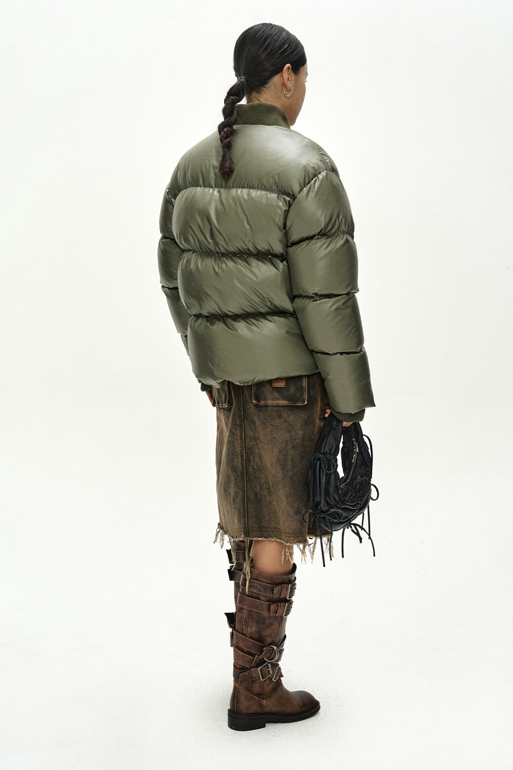 Andersson Bell - Unisex Bomber Layered Down Jacket (Khaki) product image 5 | TRAB K-Fashion Australia