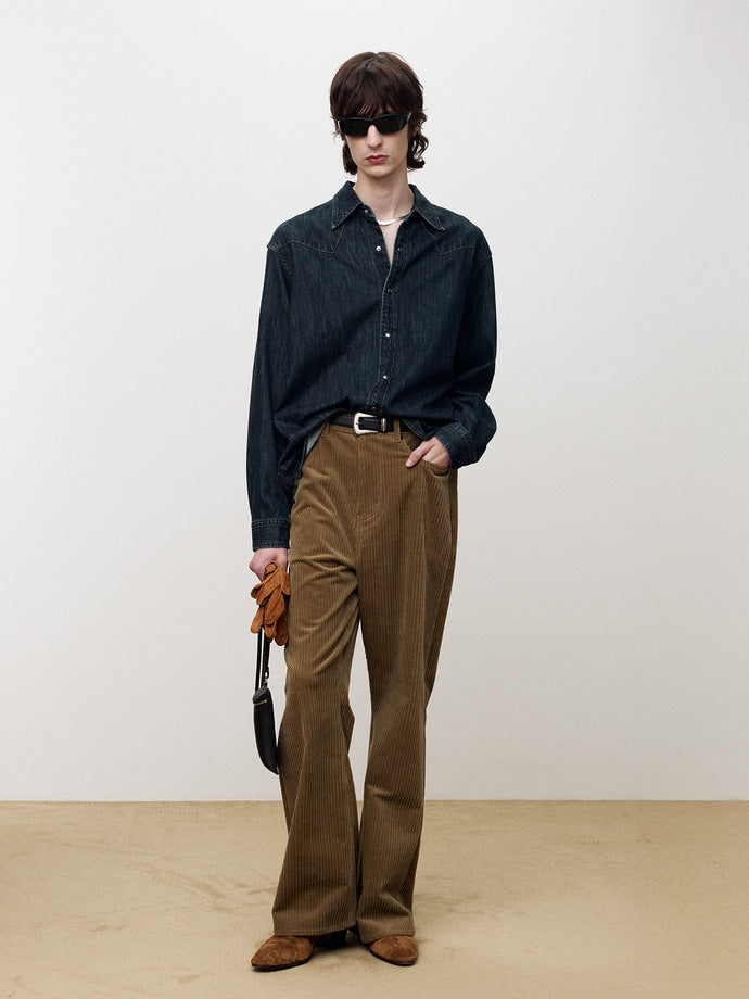 Tonywack - Washed Denim Western Shirt (Dark Blue) product image 1 | TRAB K-Fashion Australia