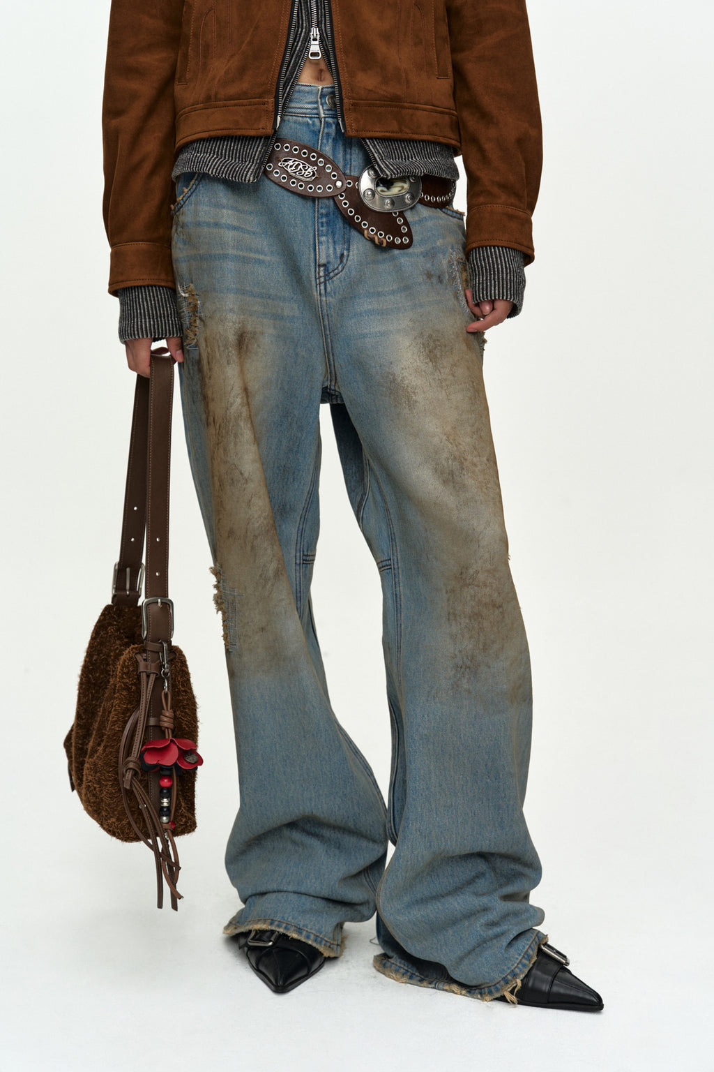 Andersson Bell - Unisex Destroyed Wide-Leg Jeans (Blue) product image 4 | TRAB K-Fashion Australia
