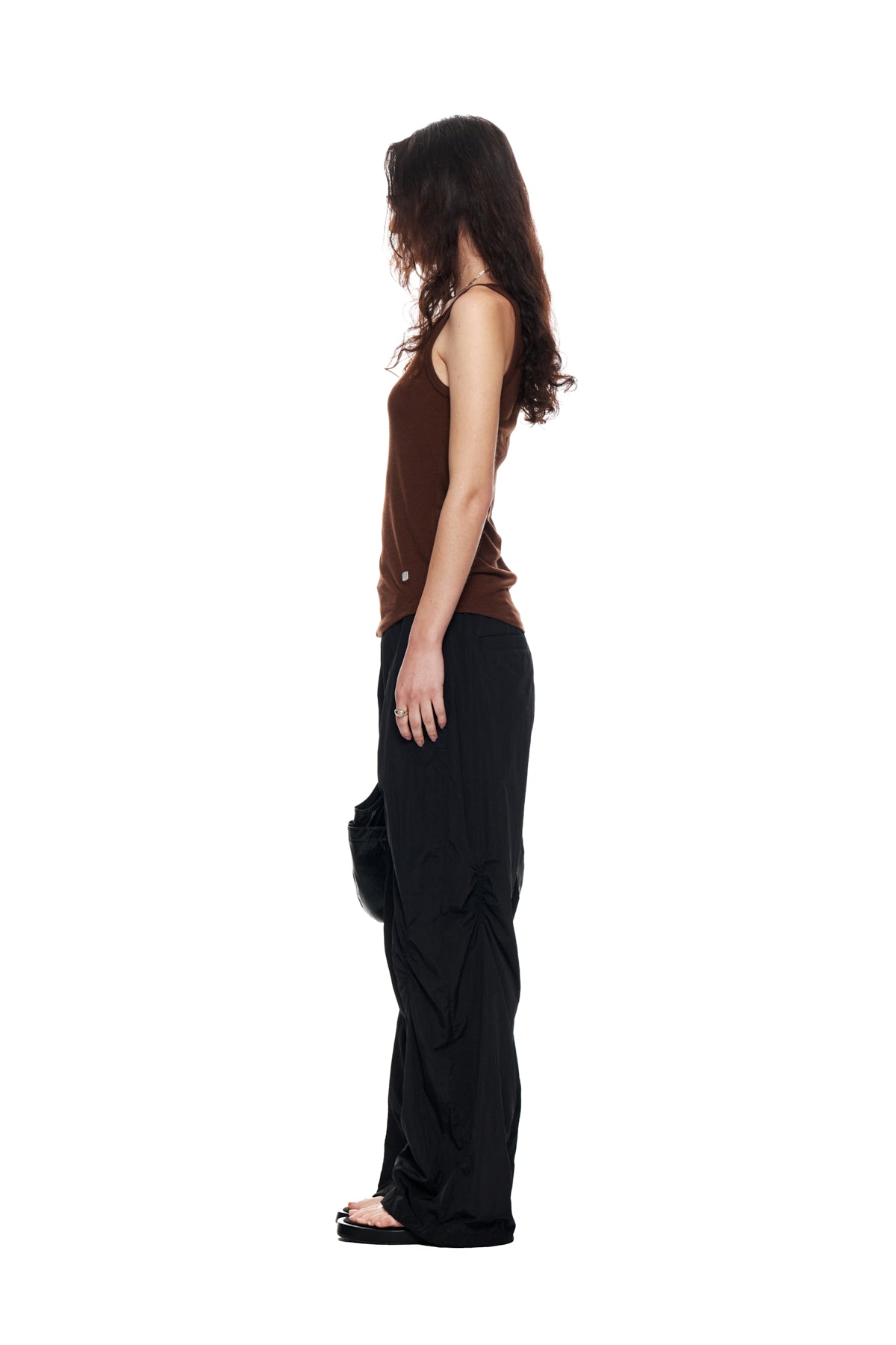 Matin Kim - Shirring Point Nylon Pants (Black) product image 6 | TRAB K-Fashion Australia
