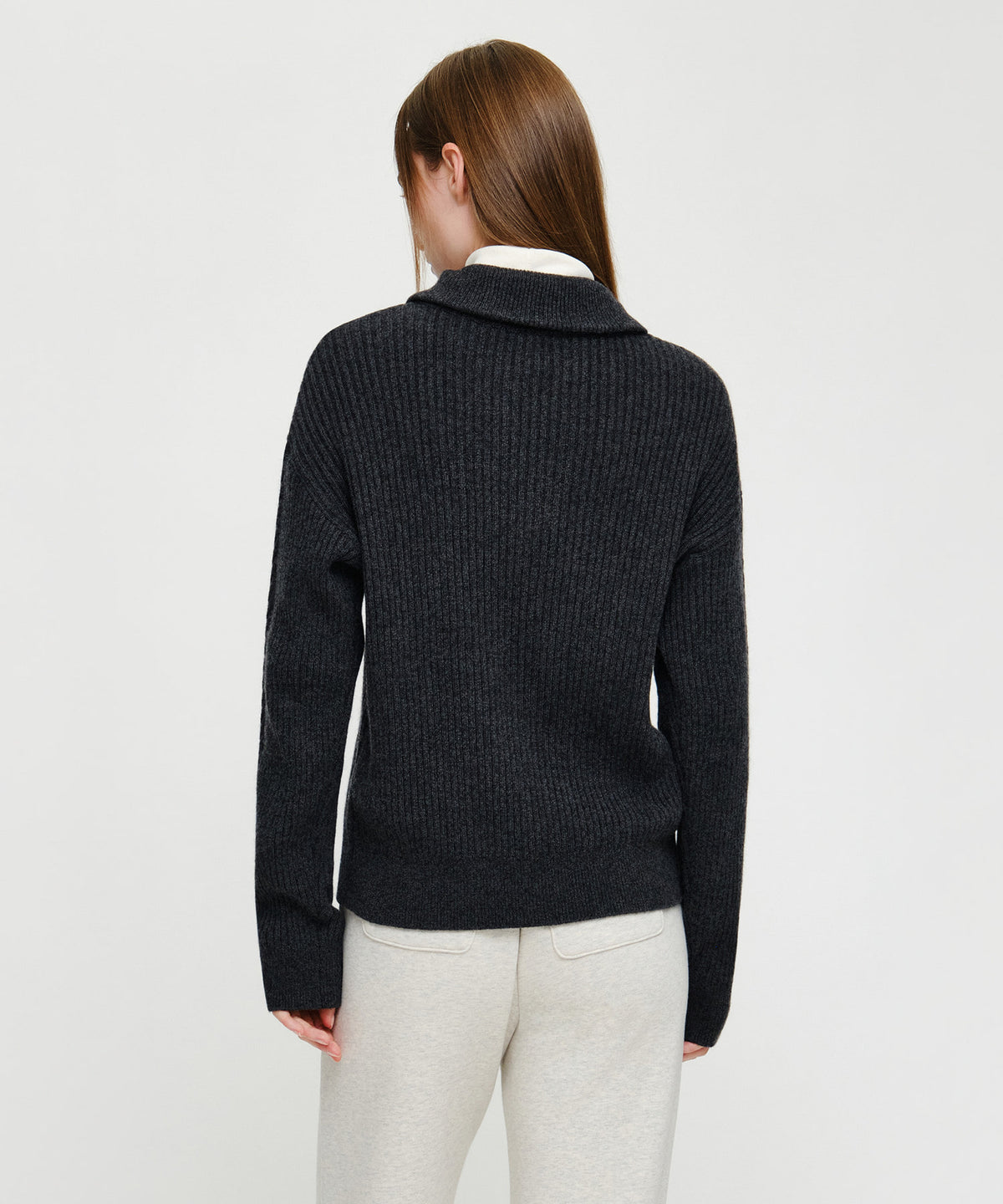 Marithe & Francois Girbaud - Cable Point Half Zip-up Knit (Charcoal) product image 3 | TRAB K-Fashion Australia