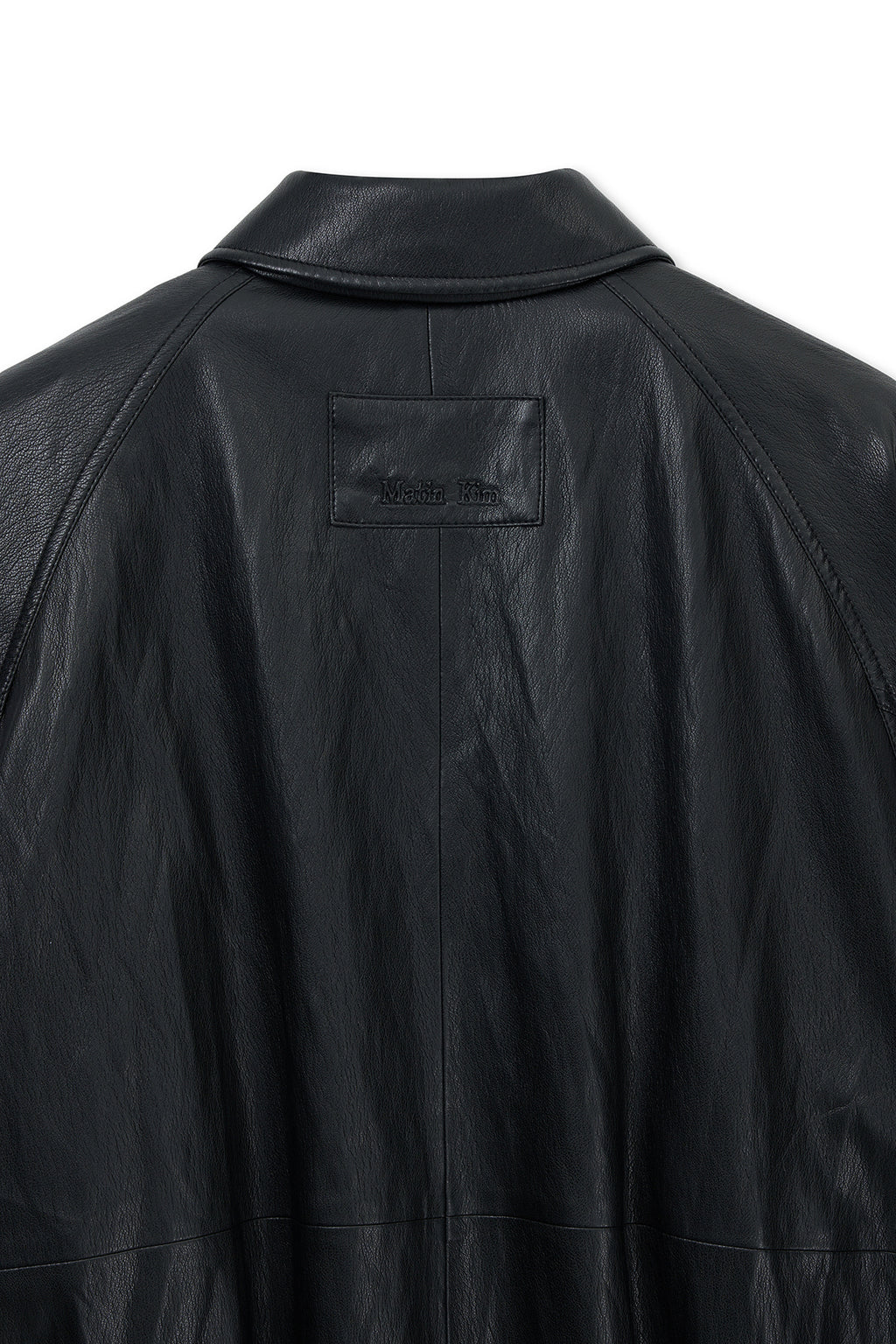 Matin Kim - Small Logo Faux Leather Zip Up Jumper (Black) product image 5 | TRAB K-Fashion Australia