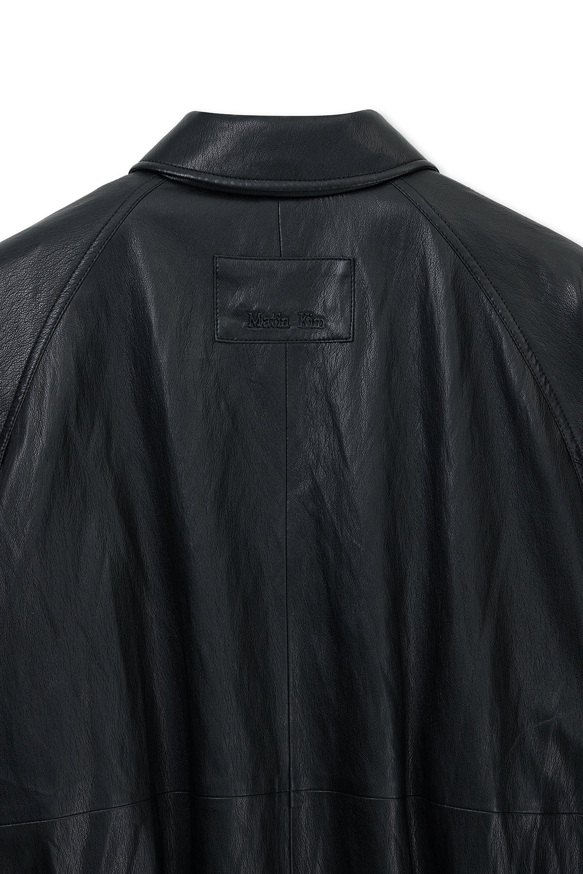 Matin Kim - Small Logo Faux Leather Zip Up Jumper (Black) product image 5 | TRAB K-Fashion Australia