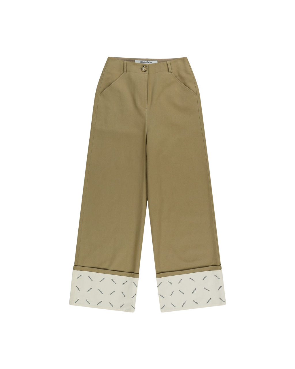 Kimhe Kim - Bicolor Logo Printed Rolled Up Pants (Beige) product image 7 | TRAB K-Fashion Australia
