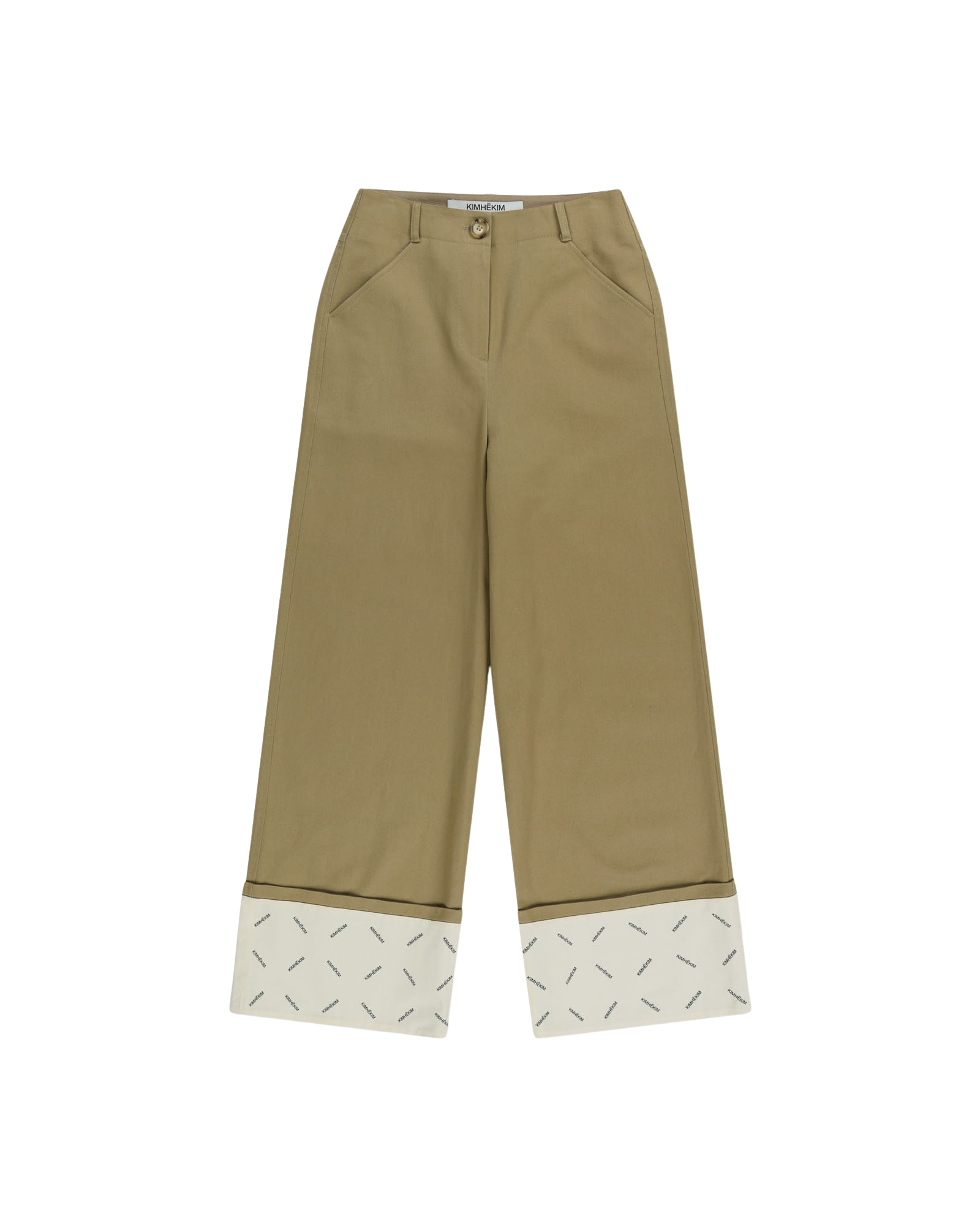 Kimhe Kim - Bicolor Logo Printed Rolled Up Pants (Beige) product image 7 | TRAB K-Fashion Australia