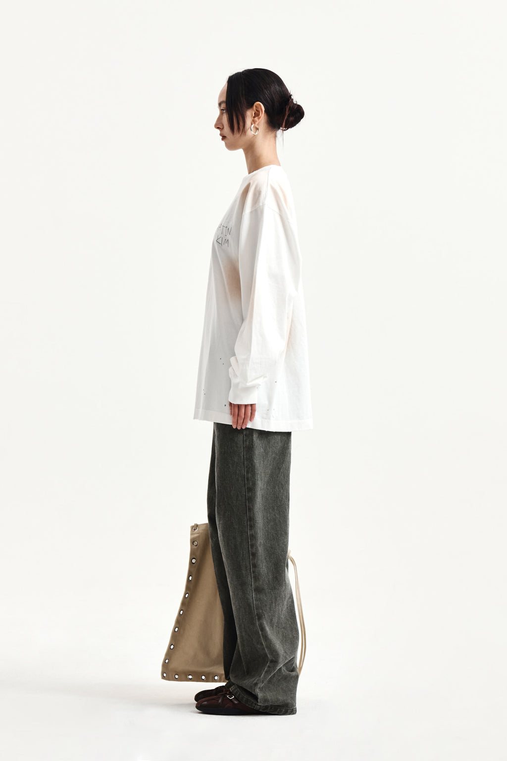 Matin Kim - Vintage Washed Logo Top (Ivory) product image 6 | TRAB K-Fashion Australia