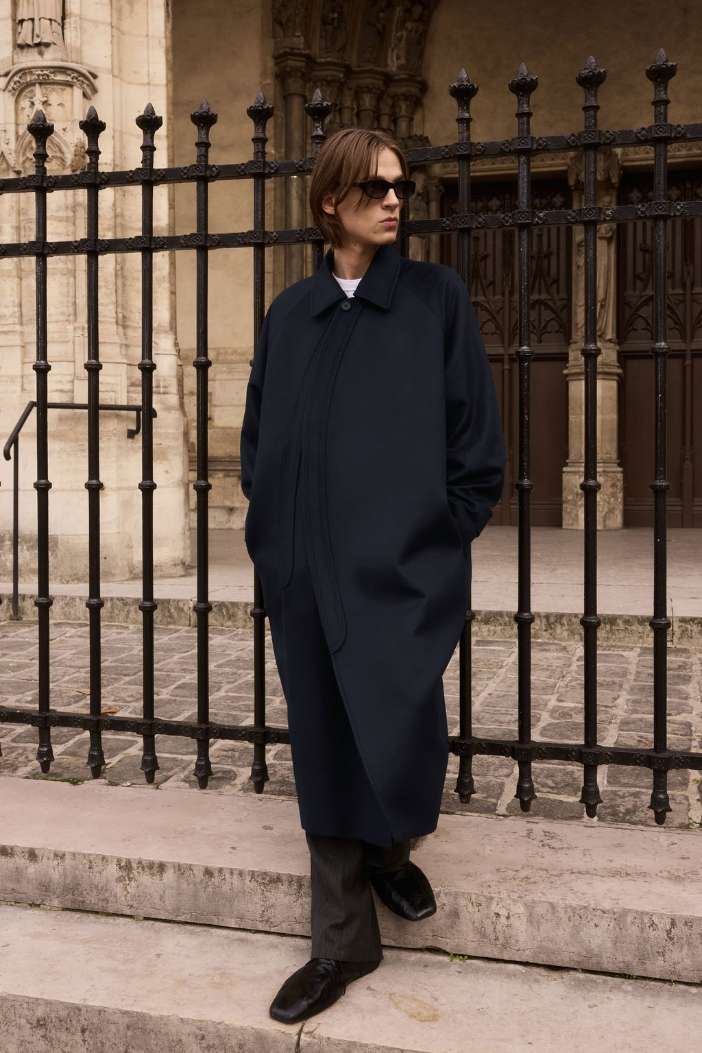 STU - Curved Double Line Mac Coat In Cashmere (Navy) product image 9 | TRAB K-Fashion Australia