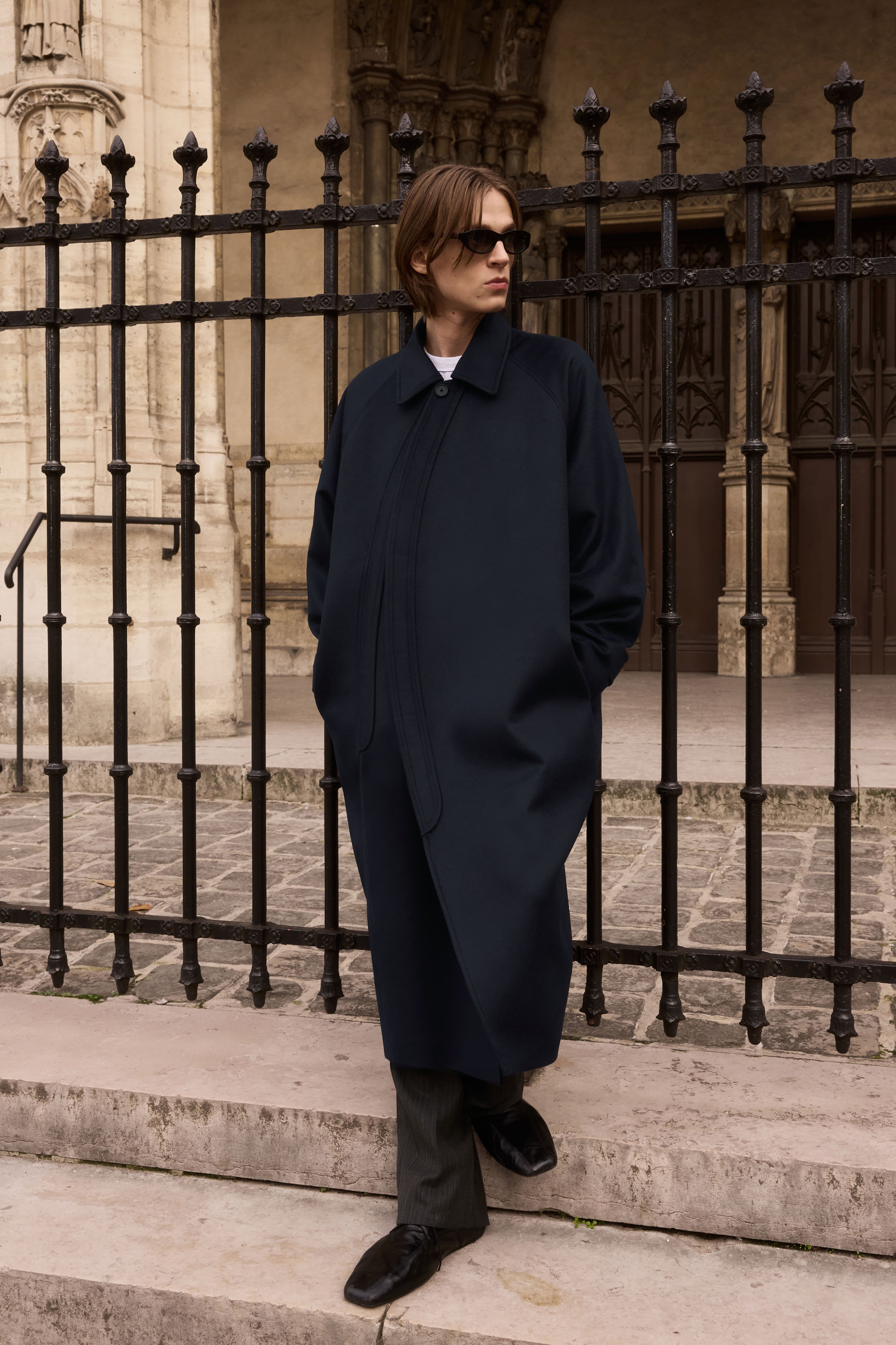 STU - Curved Double Line Mac Coat In Cashmere (Navy) product image 9 | TRAB K-Fashion Australia