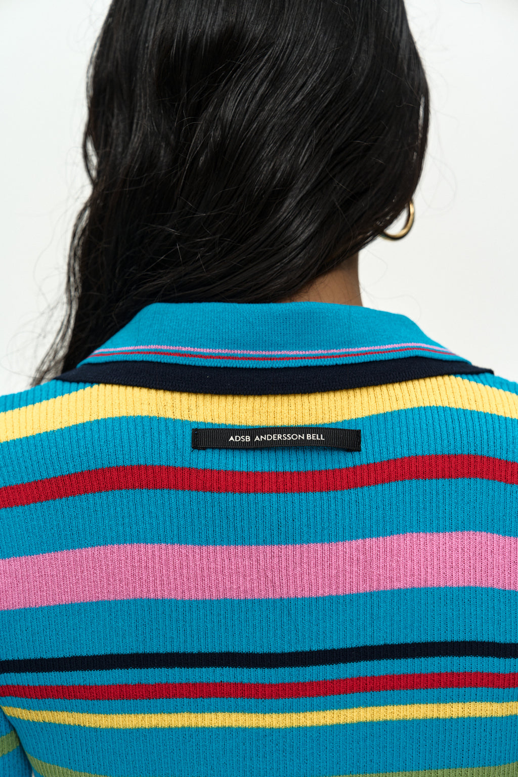 Andersson Bell - Multi-Color Stripe Knit Polo Top (Blue/Red) product image 7 | TRAB K-Fashion Australia