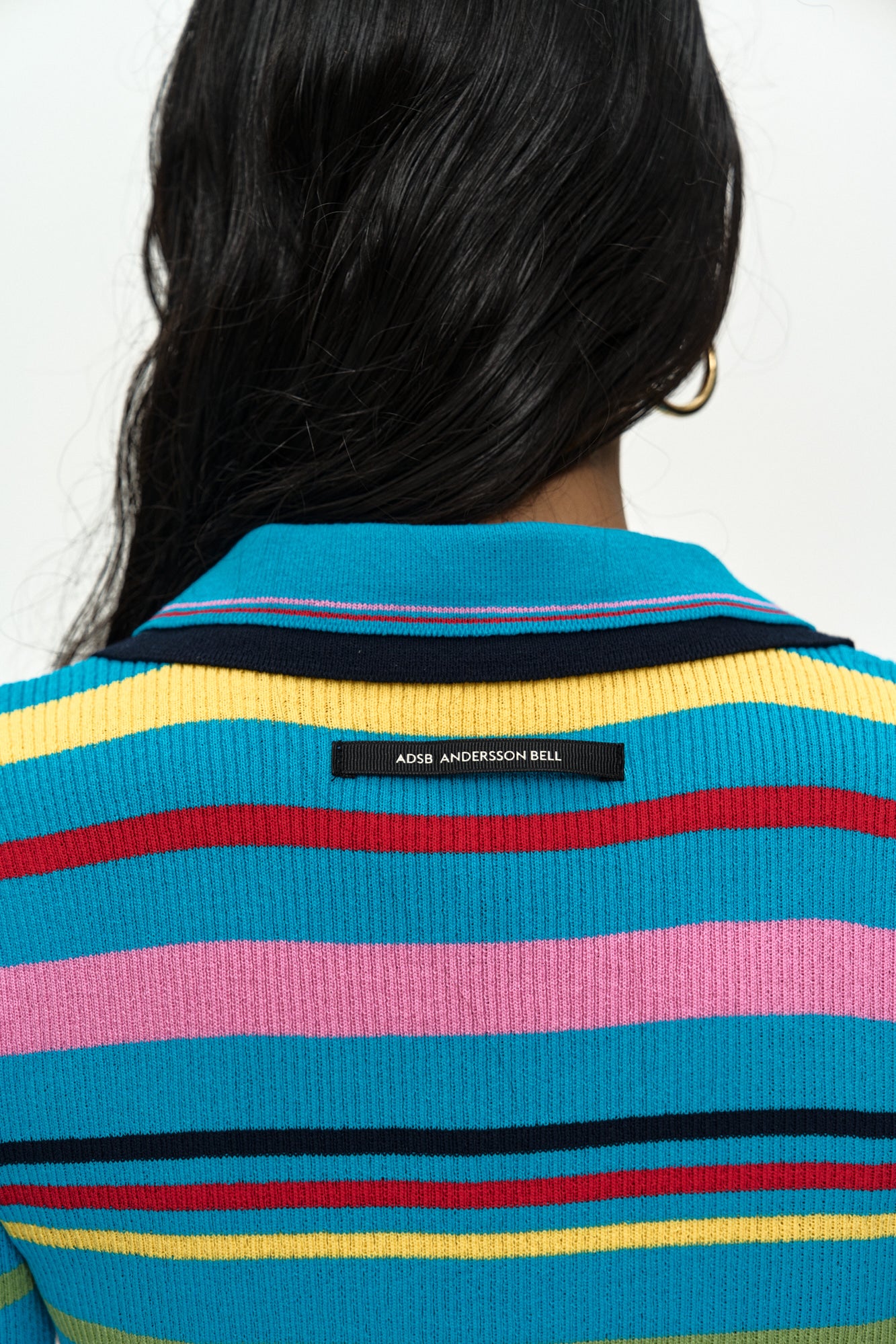 Andersson Bell - Multi-Color Stripe Knit Polo Top (Blue/Red) product image 7 | TRAB K-Fashion Australia