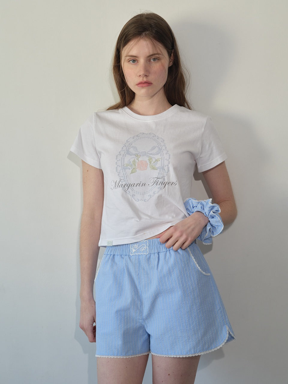 Margarin Fingers - Lace Print T-Shirt (White) product image 1 | TRAB K-Fashion Australia