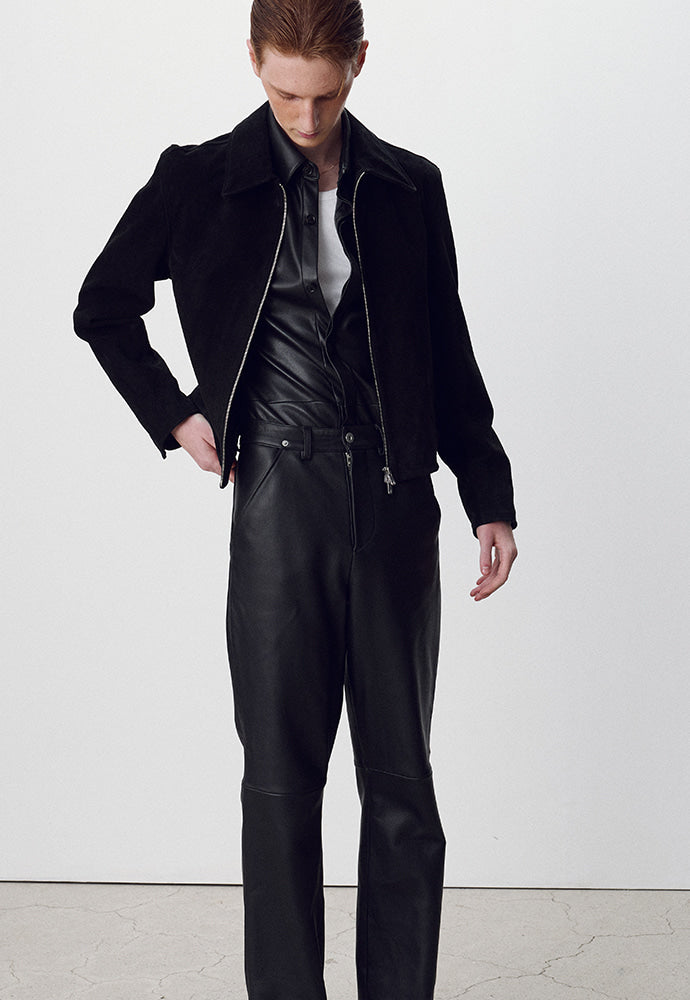 Tonywack - Suede Zippered Blouson Jacket (Black) product image 4 | TRAB K-Fashion Australia