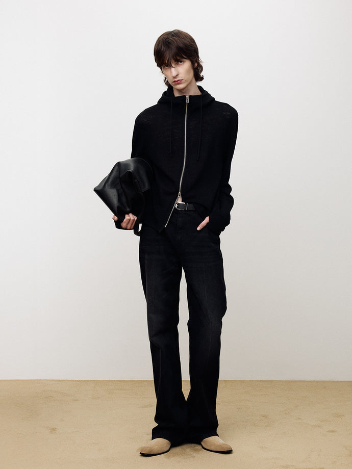 Tonywack - Light Wool Hooded Zip Jacket (Black) product image 1 | TRAB K-Fashion Australia