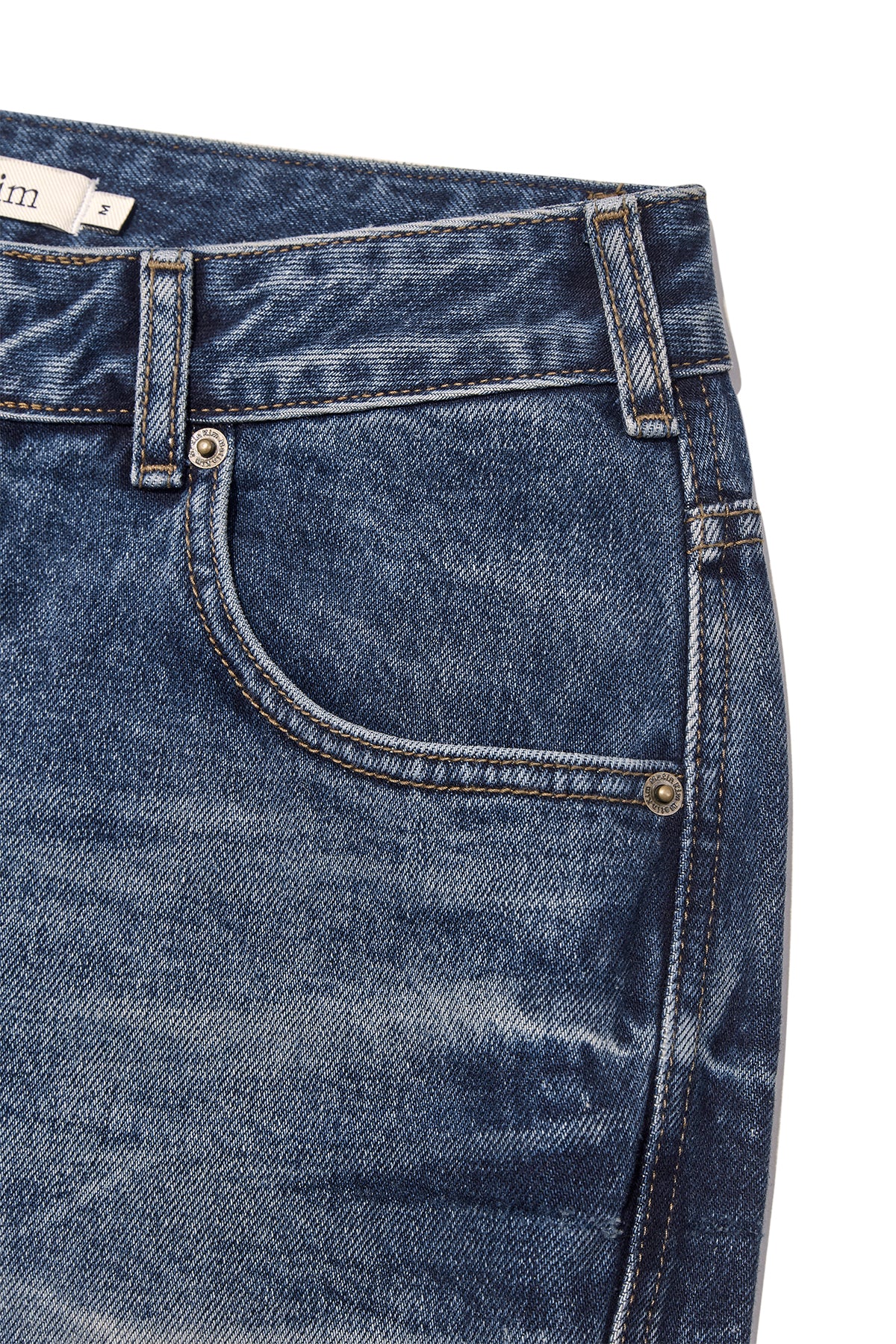 Matin Kim - Deep Washed Semi Boots Cut Denim Pants (Blue) product image 4 | TRAB K-Fashion Australia