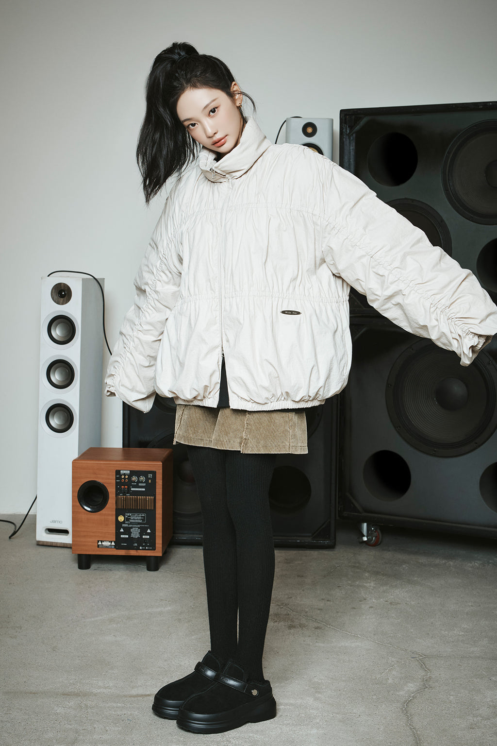 Matin Kim - Washed Corduroy Wrap Skirt (Khaki) product image 1 | TRAB K-Fashion Australia