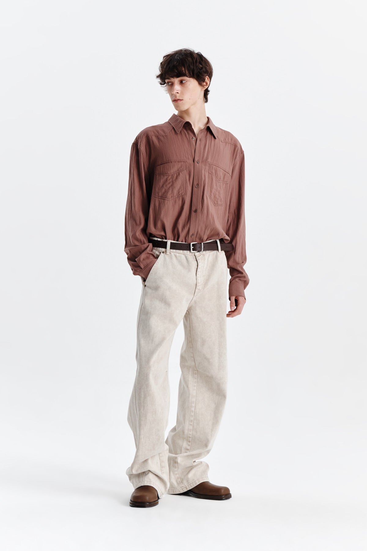 Matin Kim - Side Point Color Denim Pants (Beige) product image 9 | TRAB K-Fashion Australia