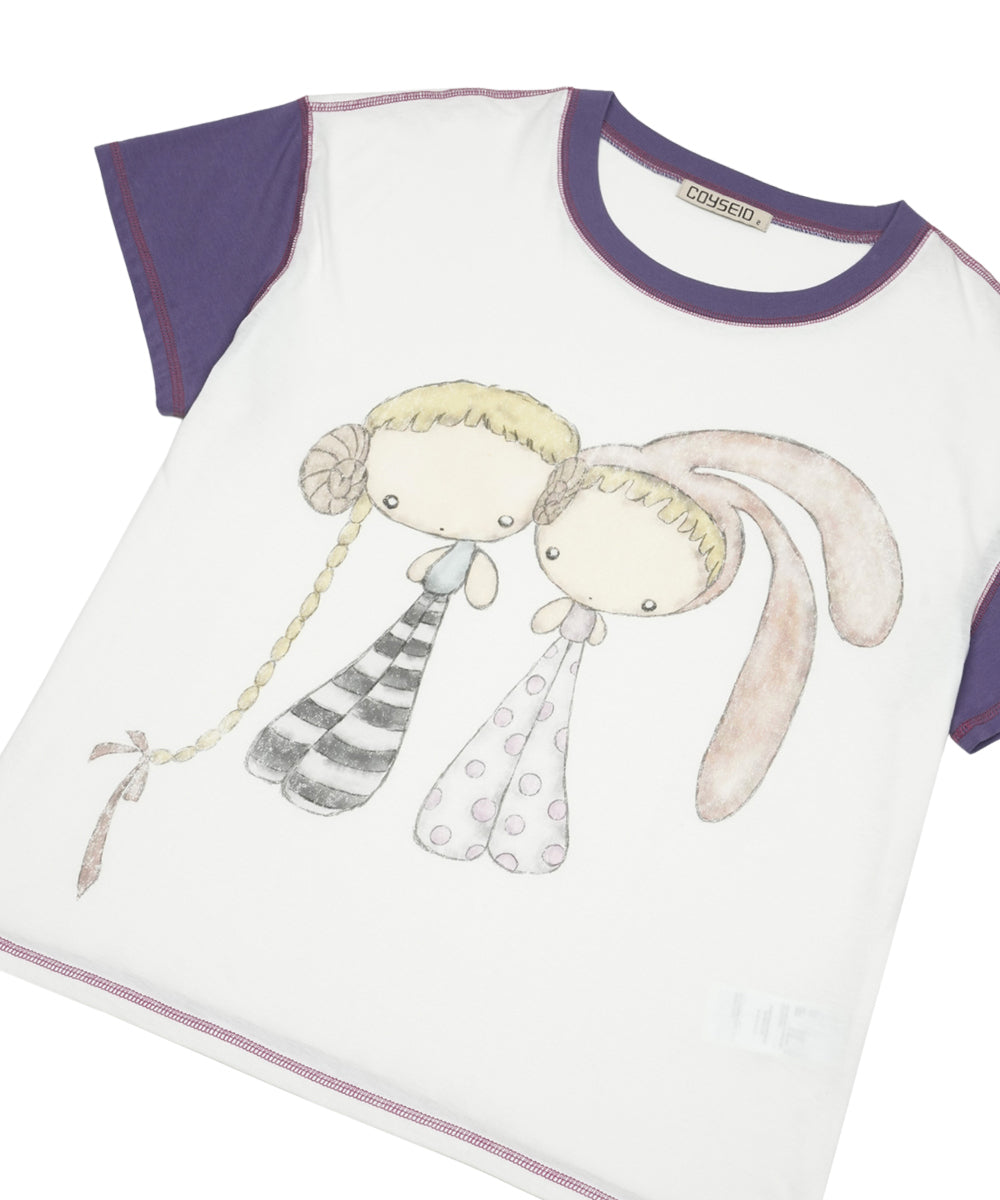 Coyseio - Color Block Graphic T-Shirt (White) product image 10 | TRAB K-Fashion Australia