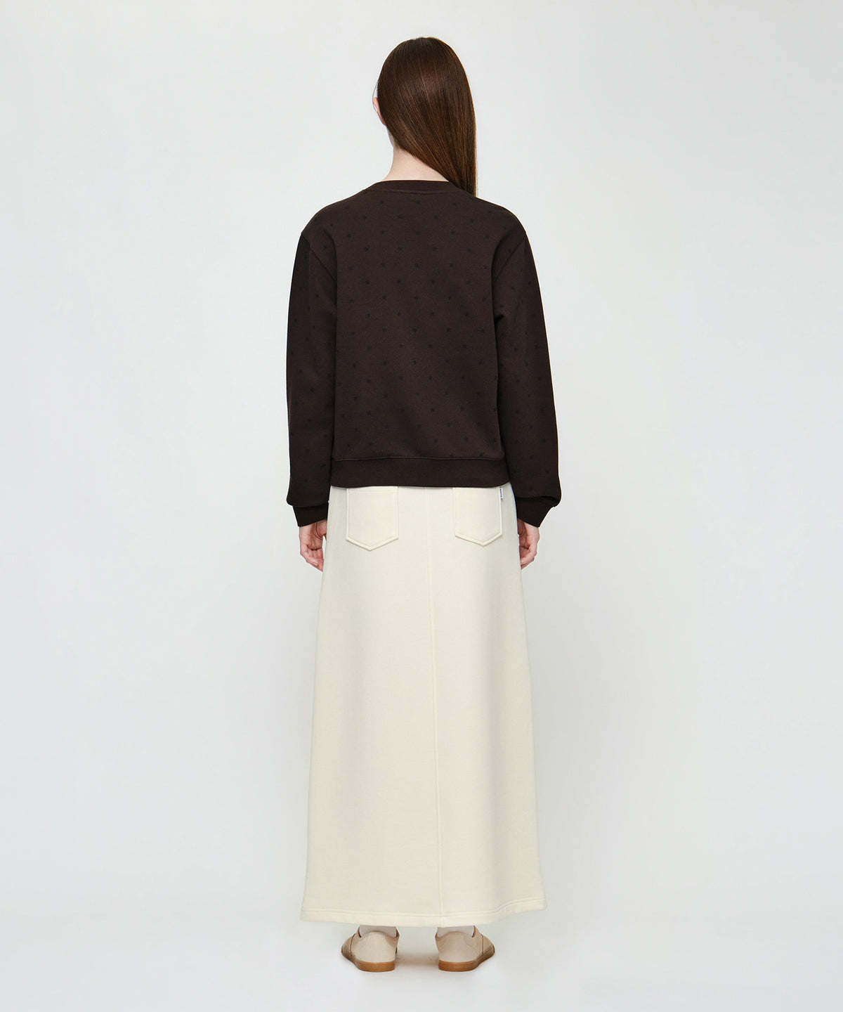 Marithe & Francois Girbaud - Classic Logo Long Sweat Skirt (Cream) product image 6 | TRAB K-Fashion Australia