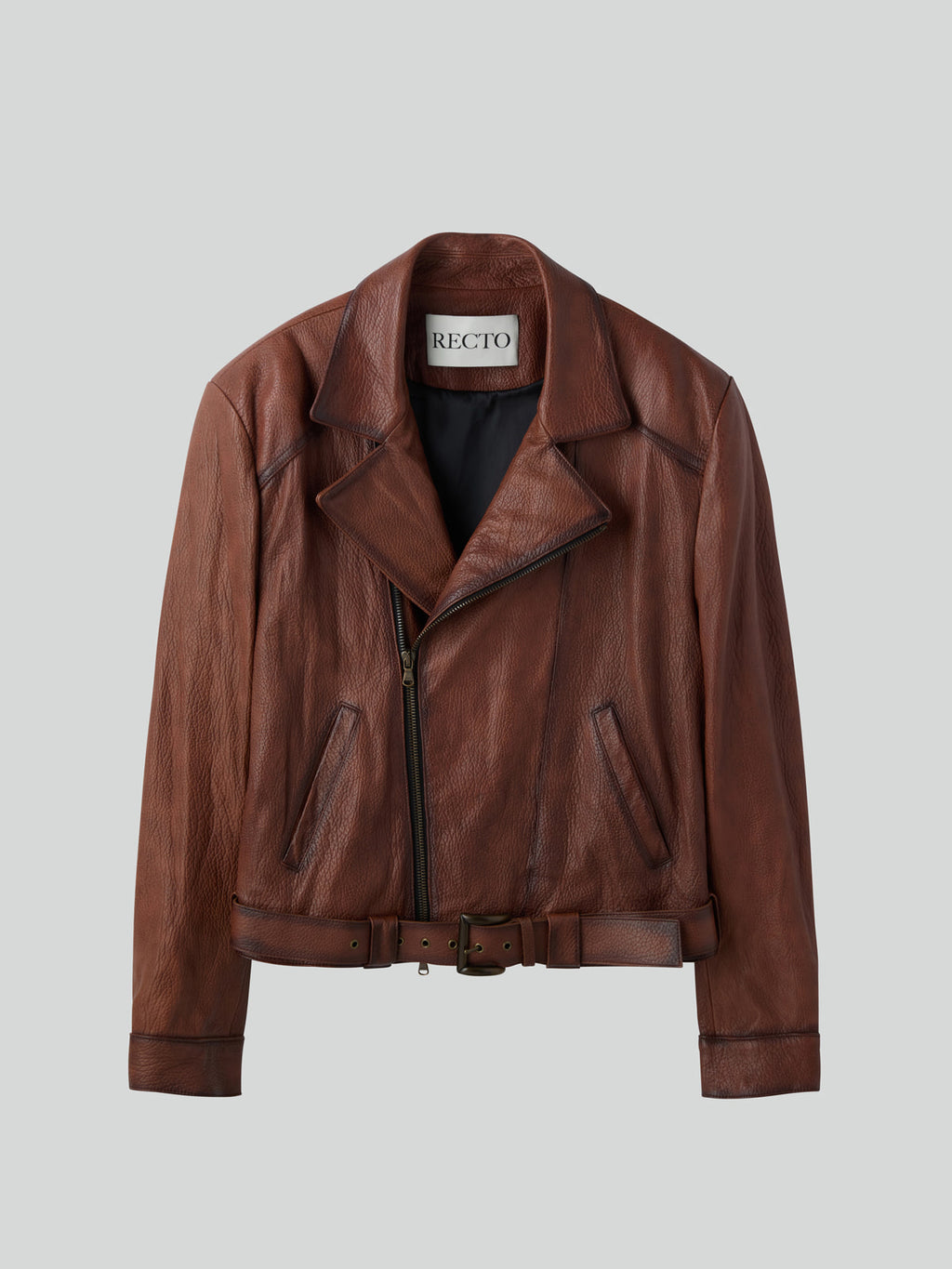 Recto - Vintage Effect Biker Jacket (Cognac) product image 5 | TRAB K-Fashion Australia